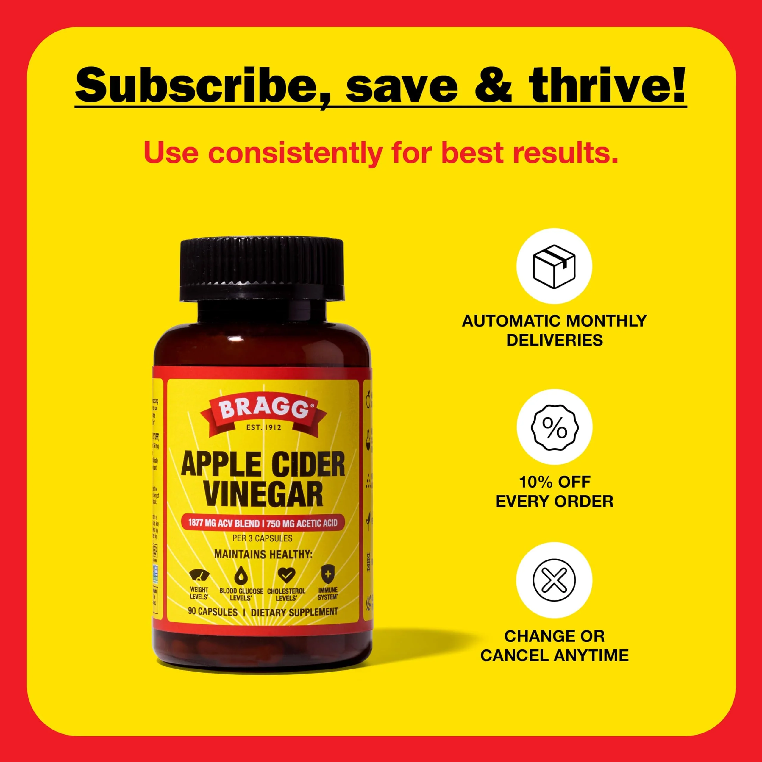Bragg Organic Apple Cider Vinegar Capsules with Vitamin D and Zinc - 90 Count - Supports Immune System - Image 6