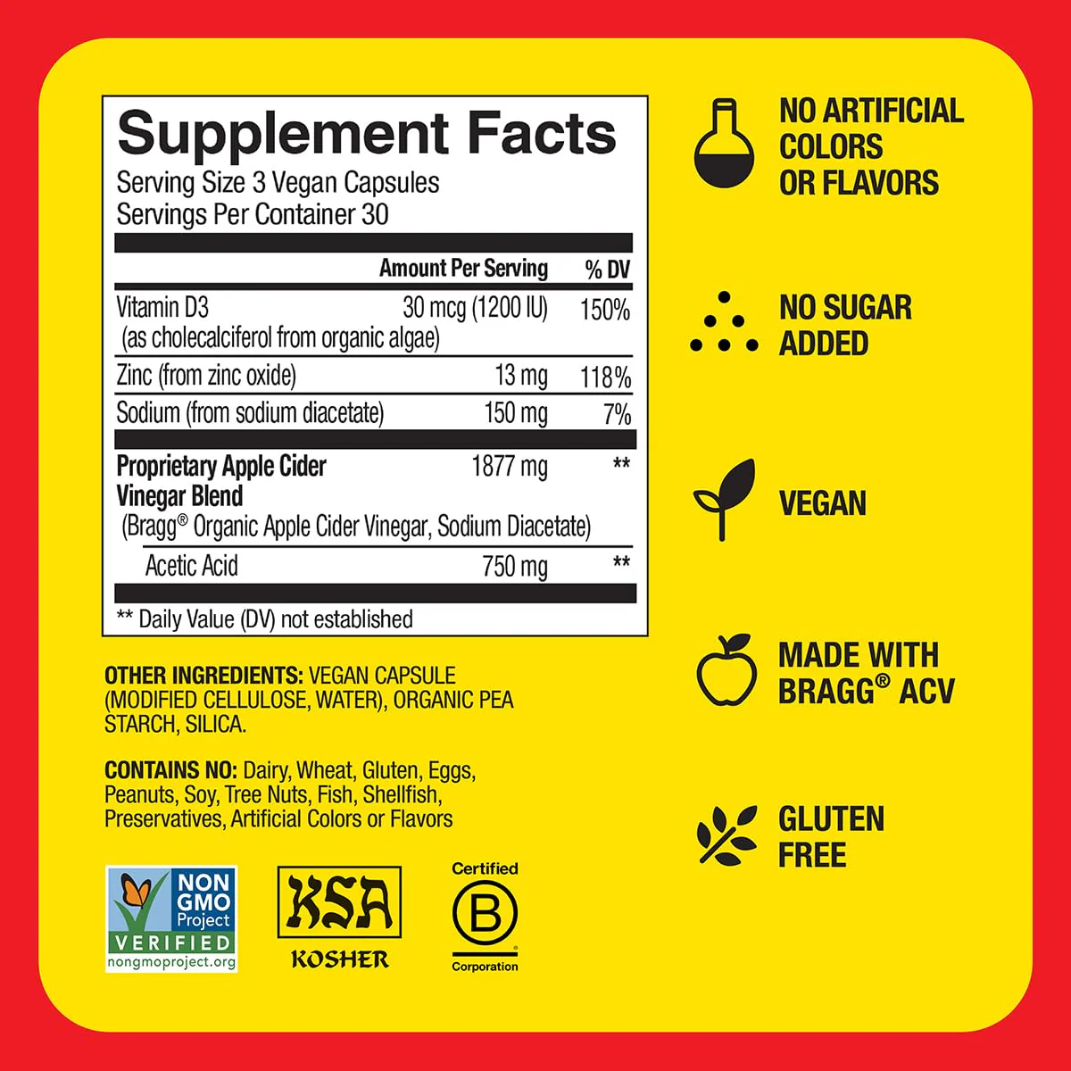 Bragg Organic Apple Cider Vinegar Capsules with Vitamin D and Zinc - 90 Count - Supports Immune System - Image 7
