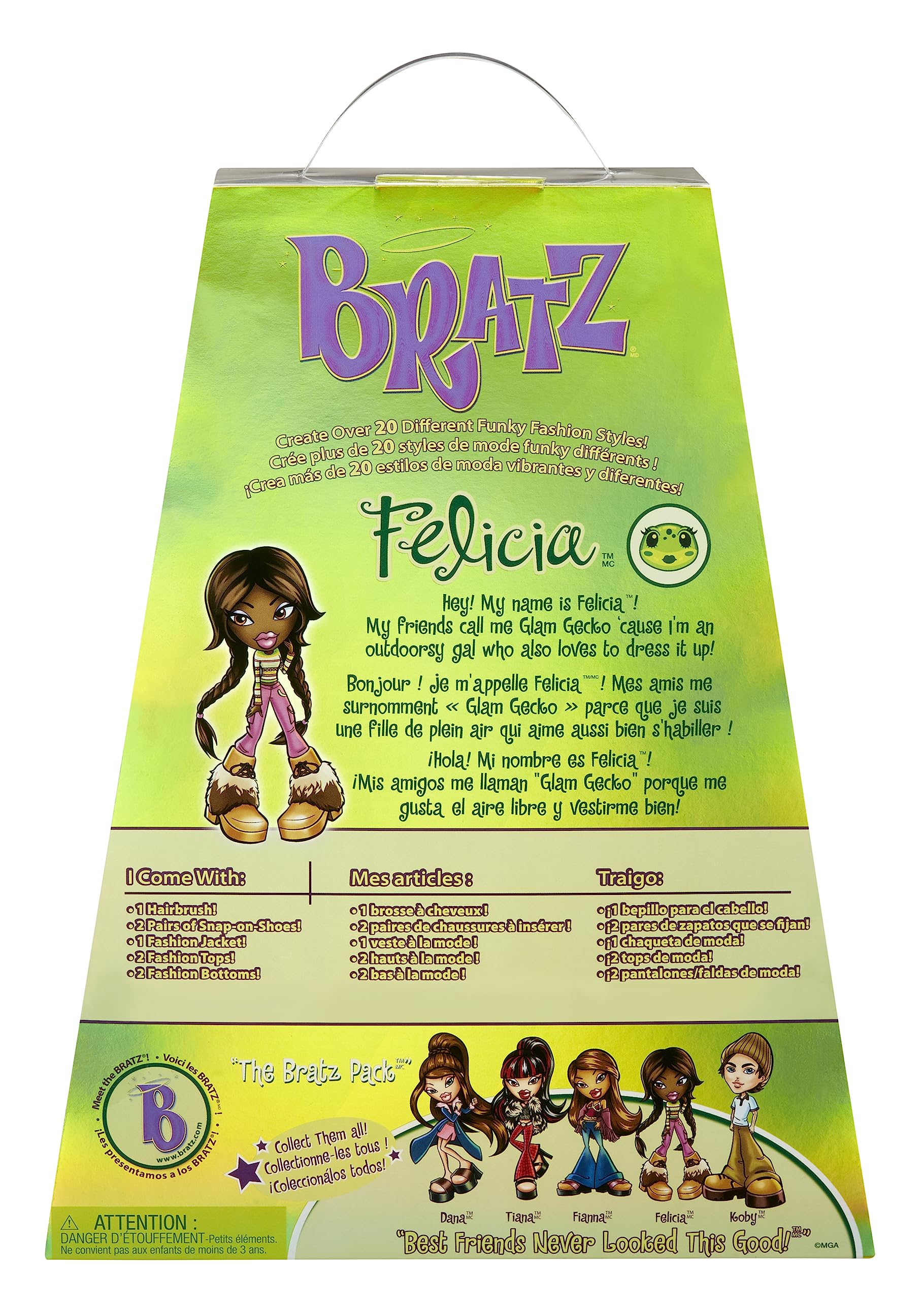 Bratz Original Fashion Doll Felicia Series 3 with 2 Outfits and Poster, Collectors Ages 6 7 8 9 10+