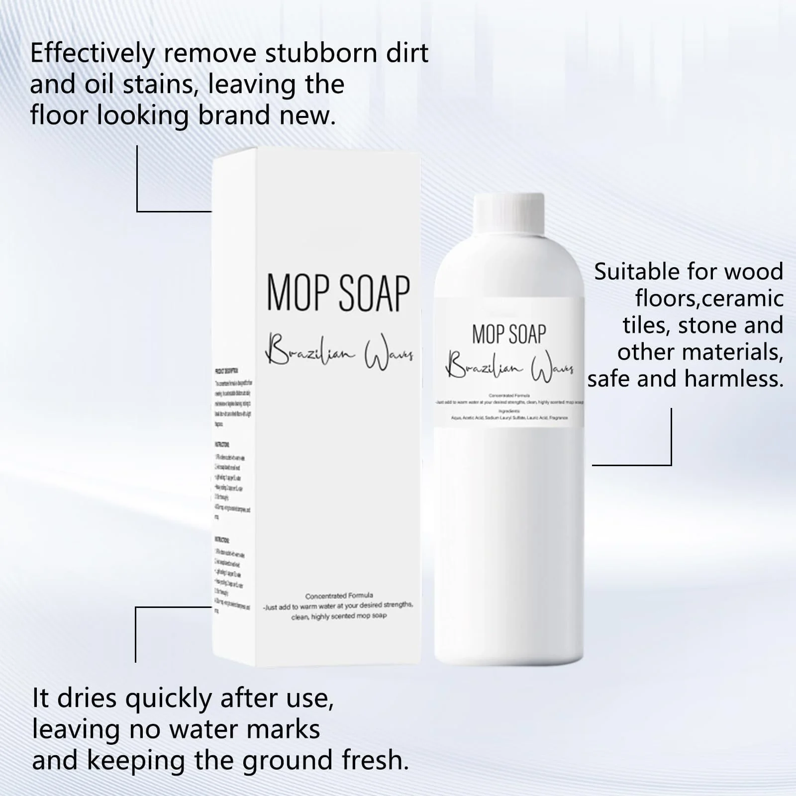 Brazilian Waves Mop Soap,New Mop Soap for Floor Cleaning, Multisurface Bathroom & Kitchen Cleaner Supplies (120ML) - Image 2