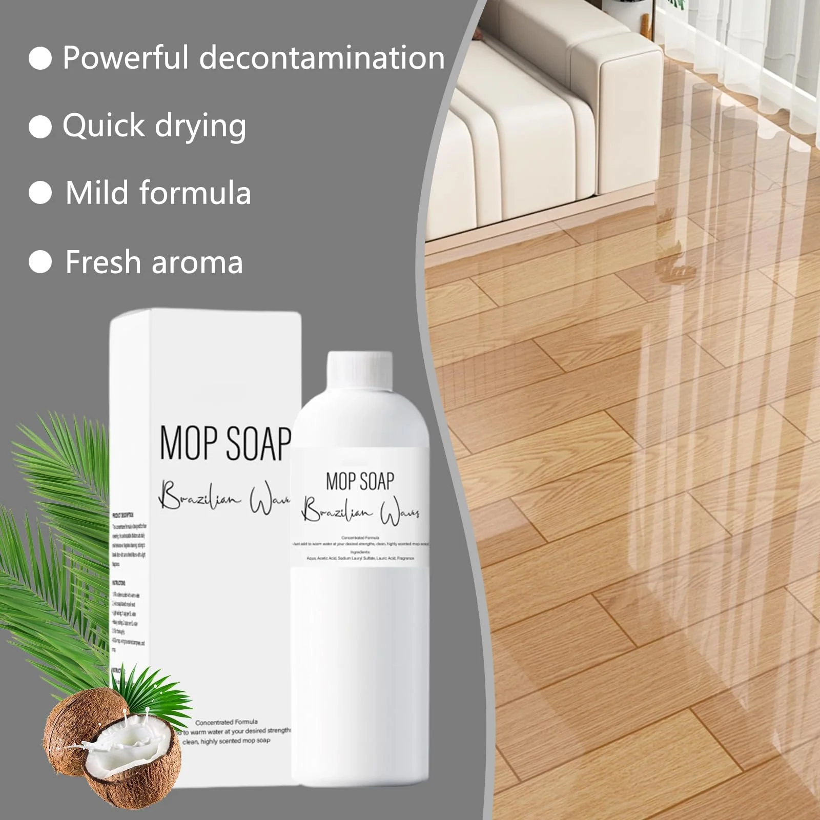 Brazilian Waves Mop Soap,New Mop Soap for Floor Cleaning, Multisurface Bathroom & Kitchen Cleaner Supplies (120ML) - Image 4