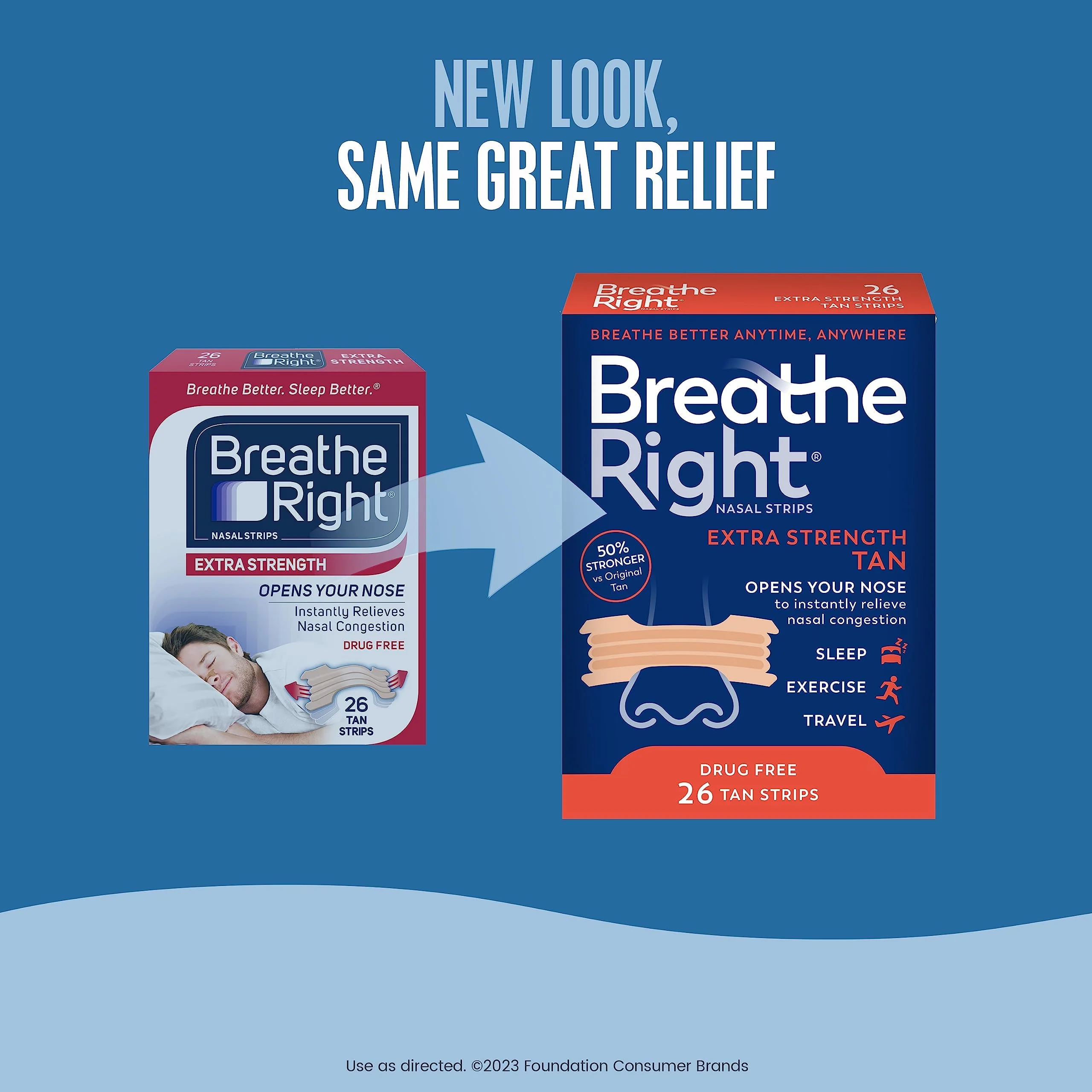 Breathe Right Nasal Strips, Extra Strength Tan Nose Strips, Drug-Free Nasal Congestion Relief for Better Breathing, Help Relieve Snoring, Caused by Colds & Allergies, Deviated Septum, 26ct - Image 7