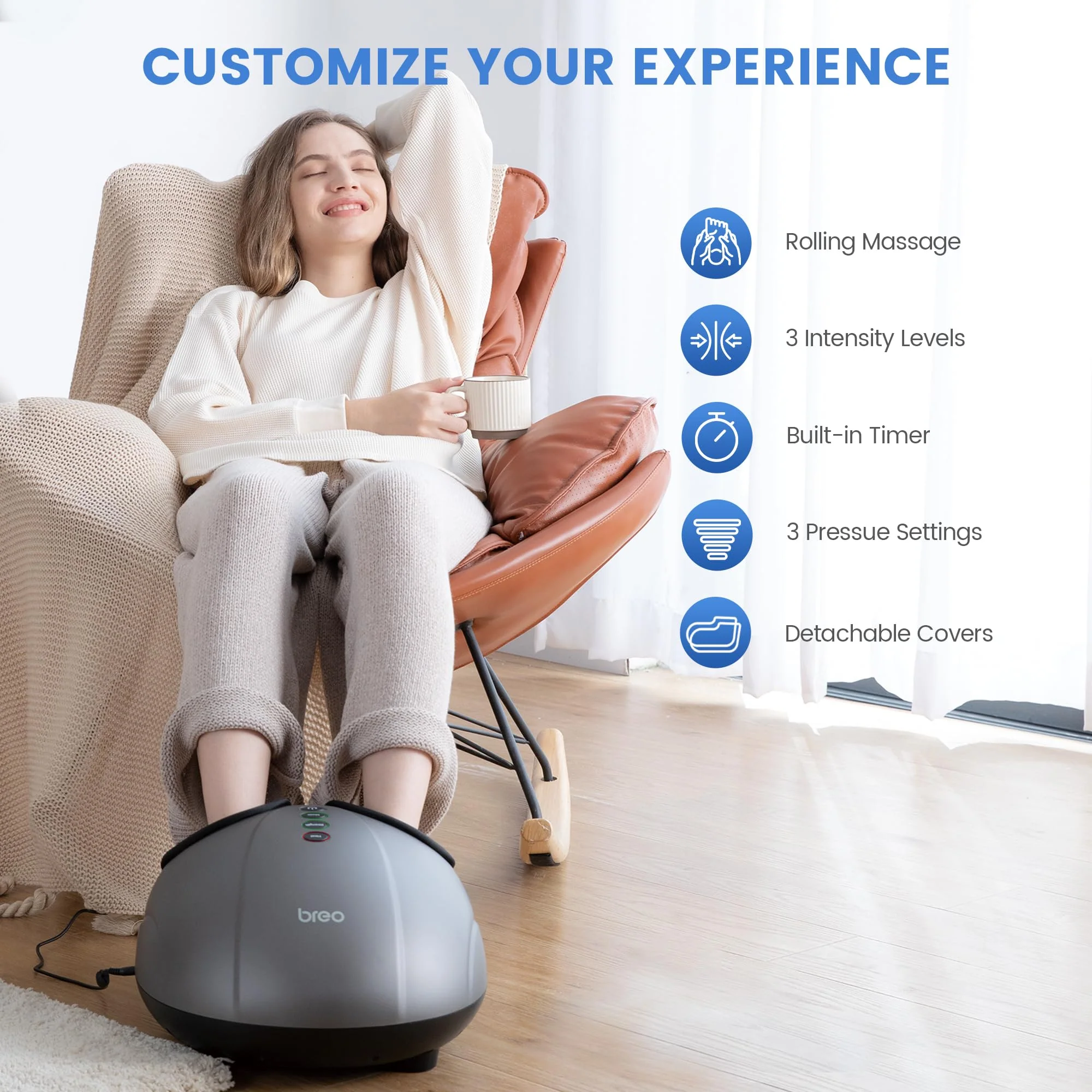 Breo Foot Massager Machine with Heat, Deep Kneading, Air Compression, Rolling Massage for Tired Feet and Plantar Fasciitis, Fits up to EU Feet Size 46 - Image 9