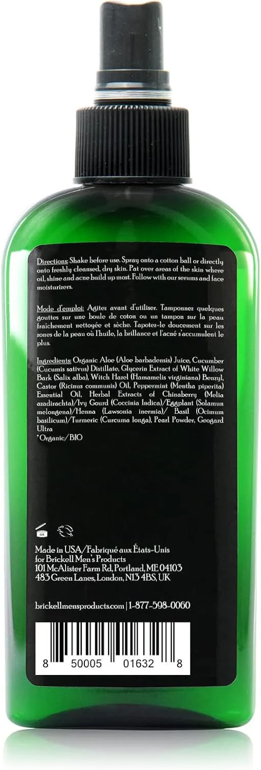 Brickell Men's Balancing Face Toner for Men, Natural and Organic Alcohol-Free Facial Toner with Witch Hazel, 8 Ounce, Scented - Image 2