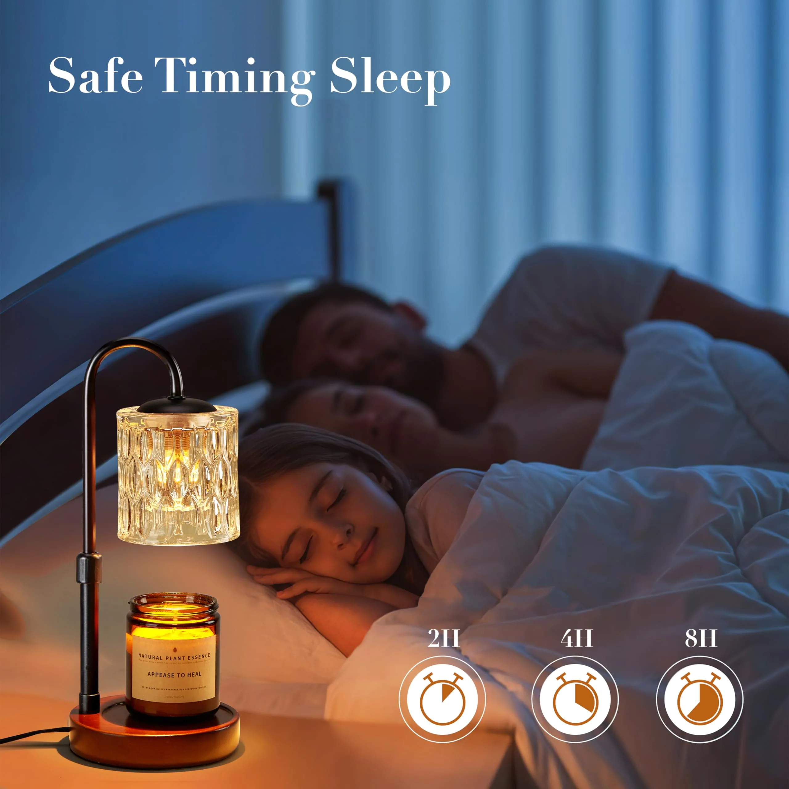 Briever Dimmable Candle Warmer Lamp with Timer, Height Adjustable Electric Candle Wax Warmer, Christmas Birthday Gifts for Women Mom, House Warming Gifts New Home Room Decor, Walnut Solid Wood Base - Image 4