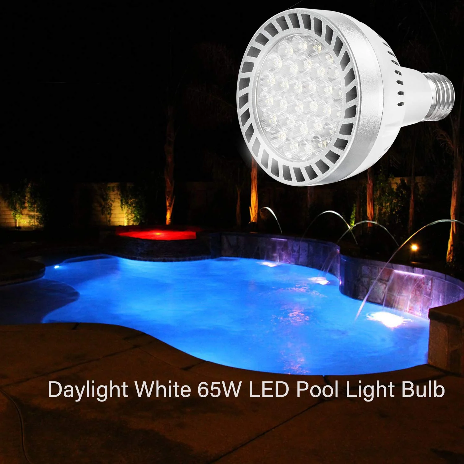 Bright Led Pool Light Bulb,120V 65W with 6000LM E27/E26 Base Pool Light Bulb Daylight White 6000K Swimming Pool Replacement for Most Pentair Hayward Light Fixtures - Image 4
