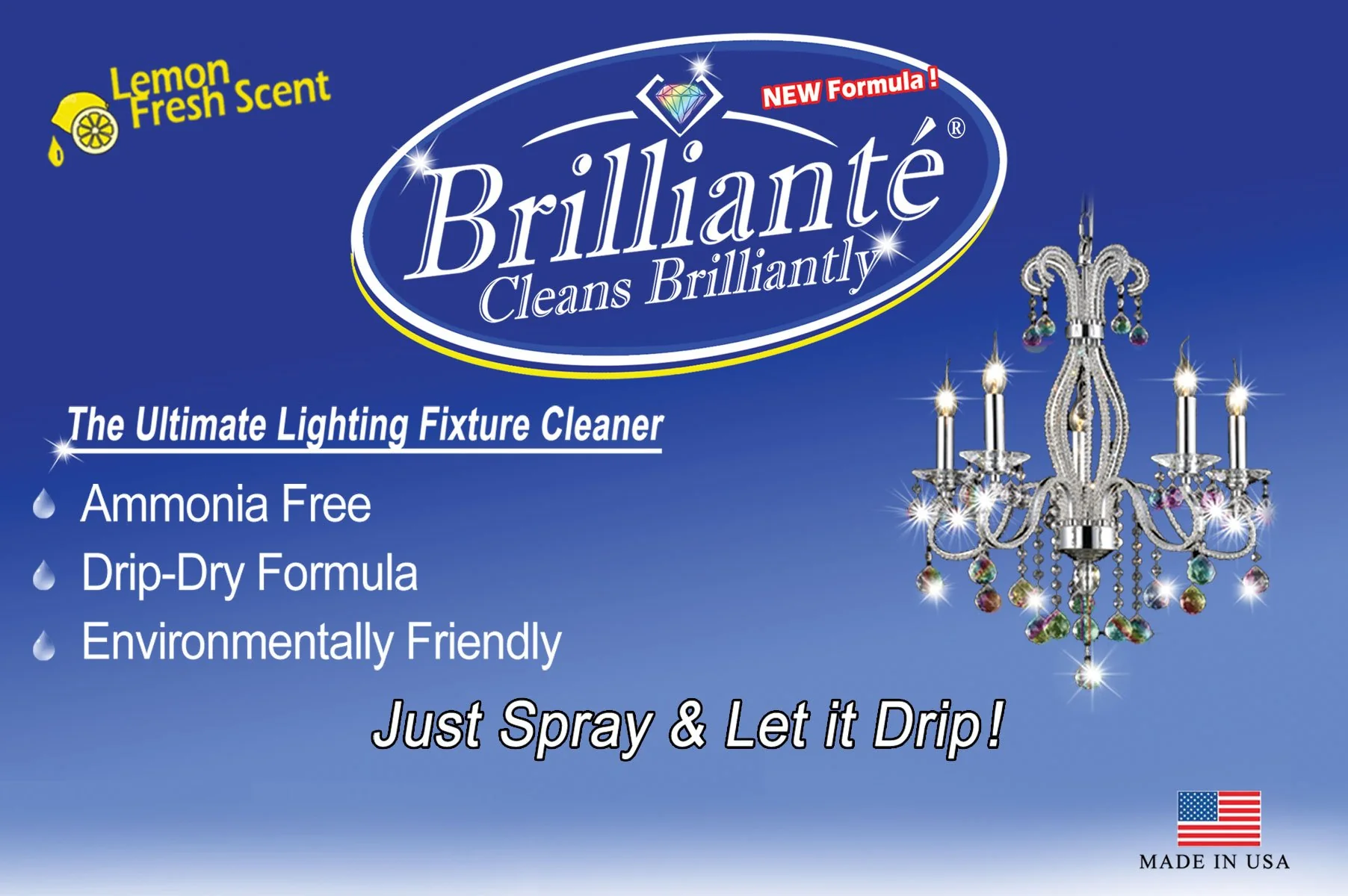 BRILLIANTE Crystal Chandelier Cleaner Manual Sprayer 32oz Environmentally Safe, Ammonia-Free, Drip-Dry Formula, Made in USA (1) - Image 5