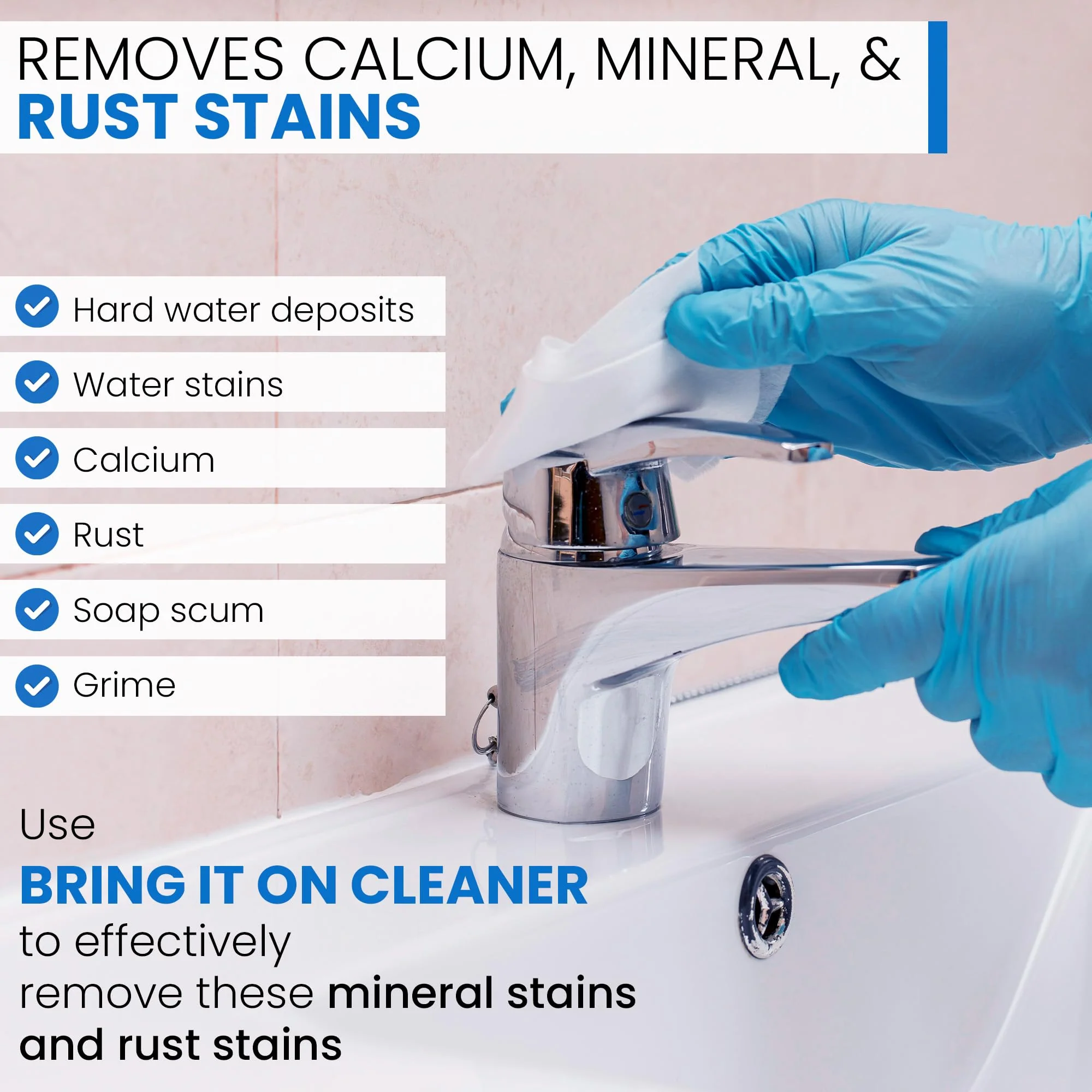 BRING IT ON! CLEANER Hard Water Stain Remover - Soap Scum, Calcium, Lime Scale, Remover for Shower Door, Tile, Glass, Fiberglass, Bathroom, Sink, Stone, Door 32 Ounce - Image 2