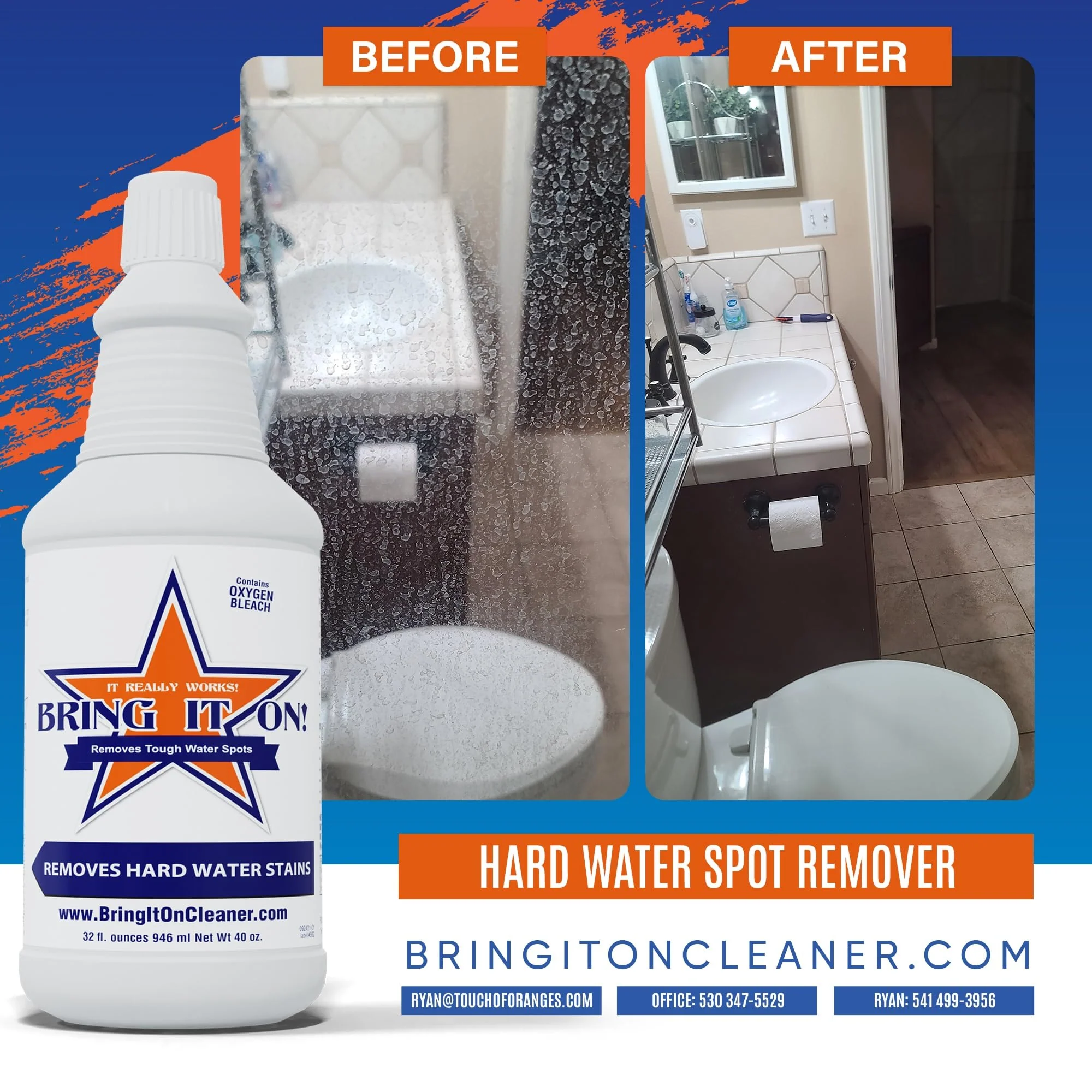 Bring It On Grout Cleaner, Hard Water Stain Remover, Remove Spots on Shower Door, Clean Tile, Fiberglass, Windows, Grout Lines Cleaner 16 Ounce - Image 4