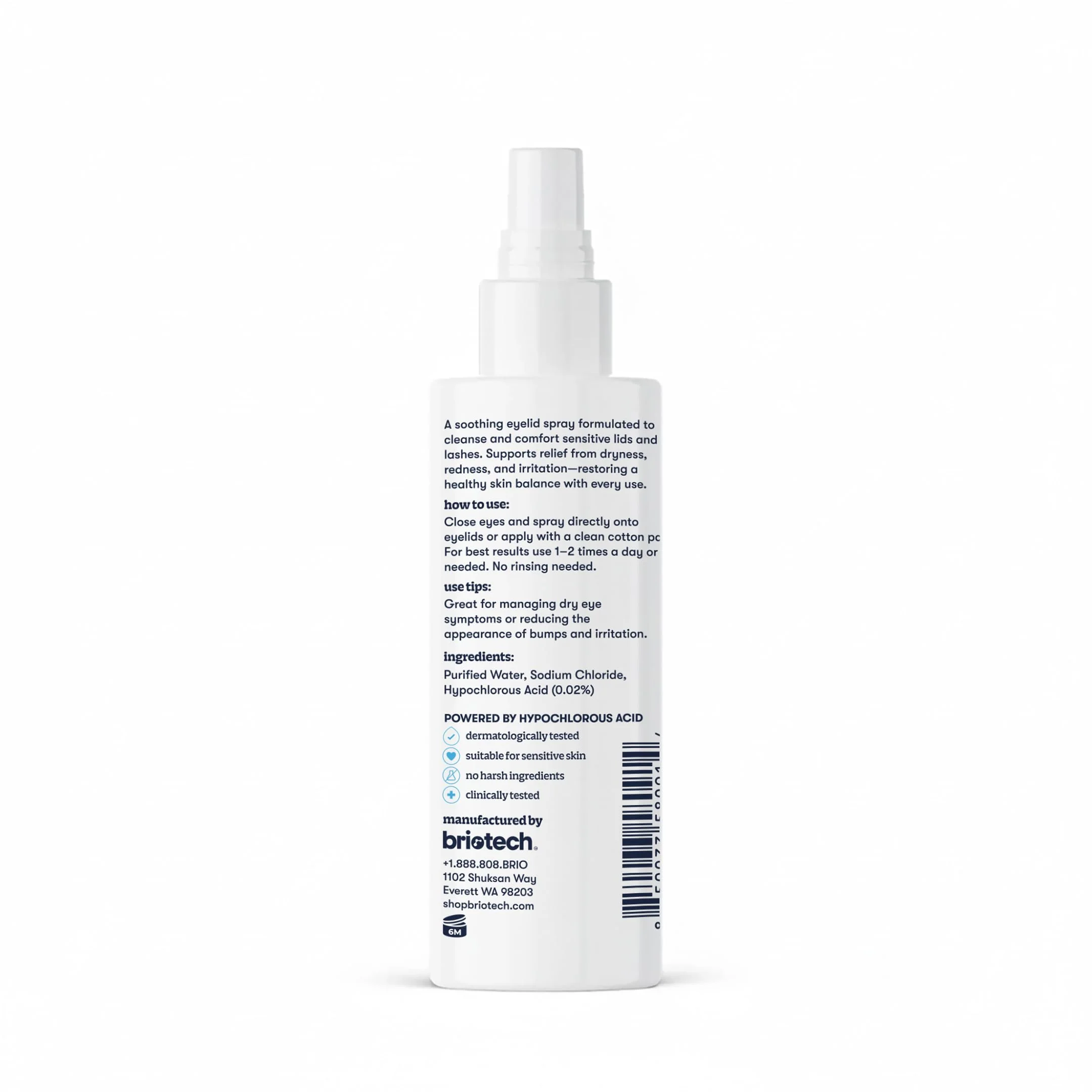 BRIOTECH Eyelid Cleanser, Hypochlorous Acid Spray, Lid & Eyelash Cleanser, Soothe Sensitivities, Calm Redness & Bumps, Support Against Irritation, Vegan, Travel Size 2 Fl oz (2 Pack) - Image 2