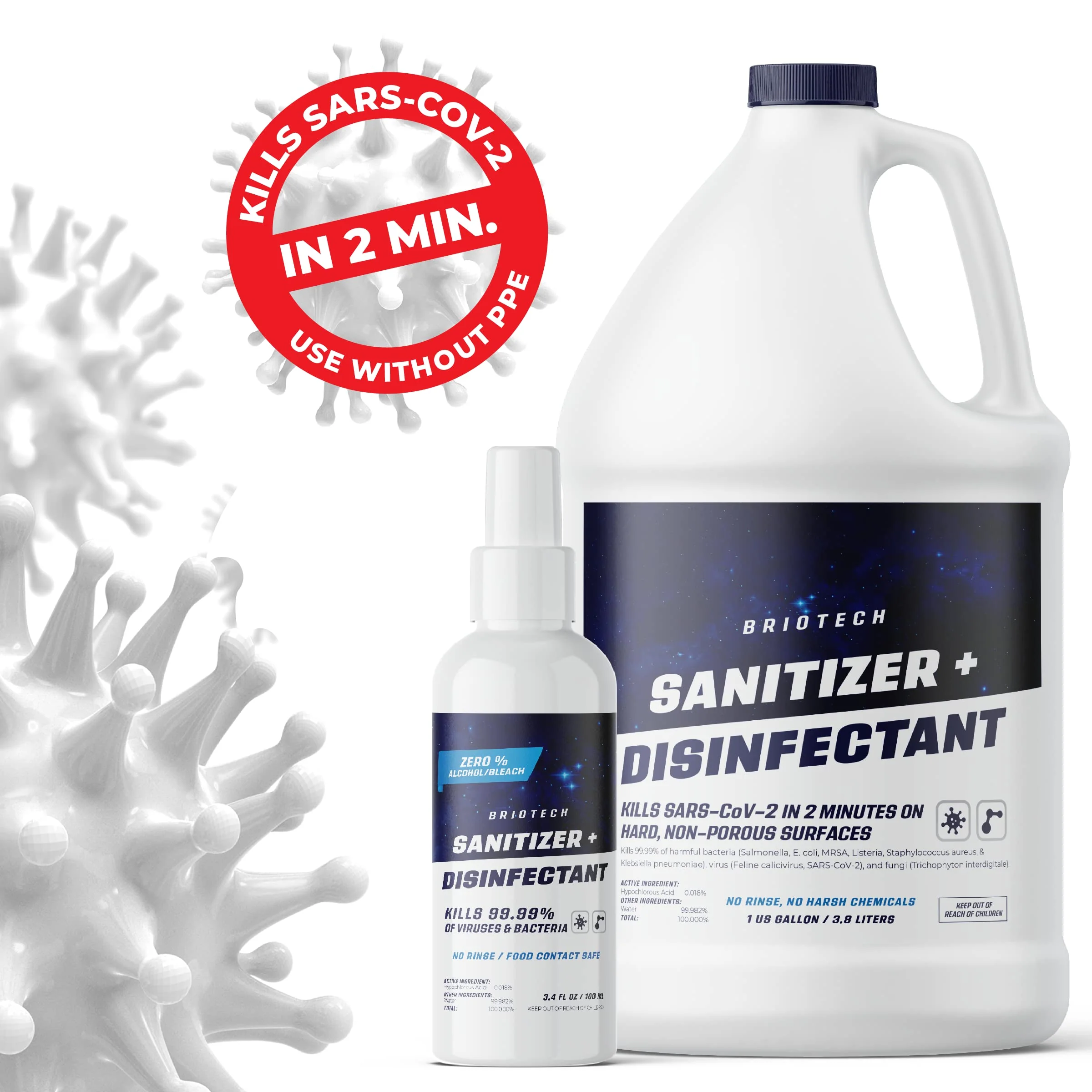 BRIOTECH Sanitizer Disinfectant Hypochlorous, Kill 99.99% of Viruses & Bacteria, Control Mold, Eliminate Odor, Gentle for Nursery & Play Rooms, Food Contact Surface Sanitizer, 1 Gallon Refill - Image 7