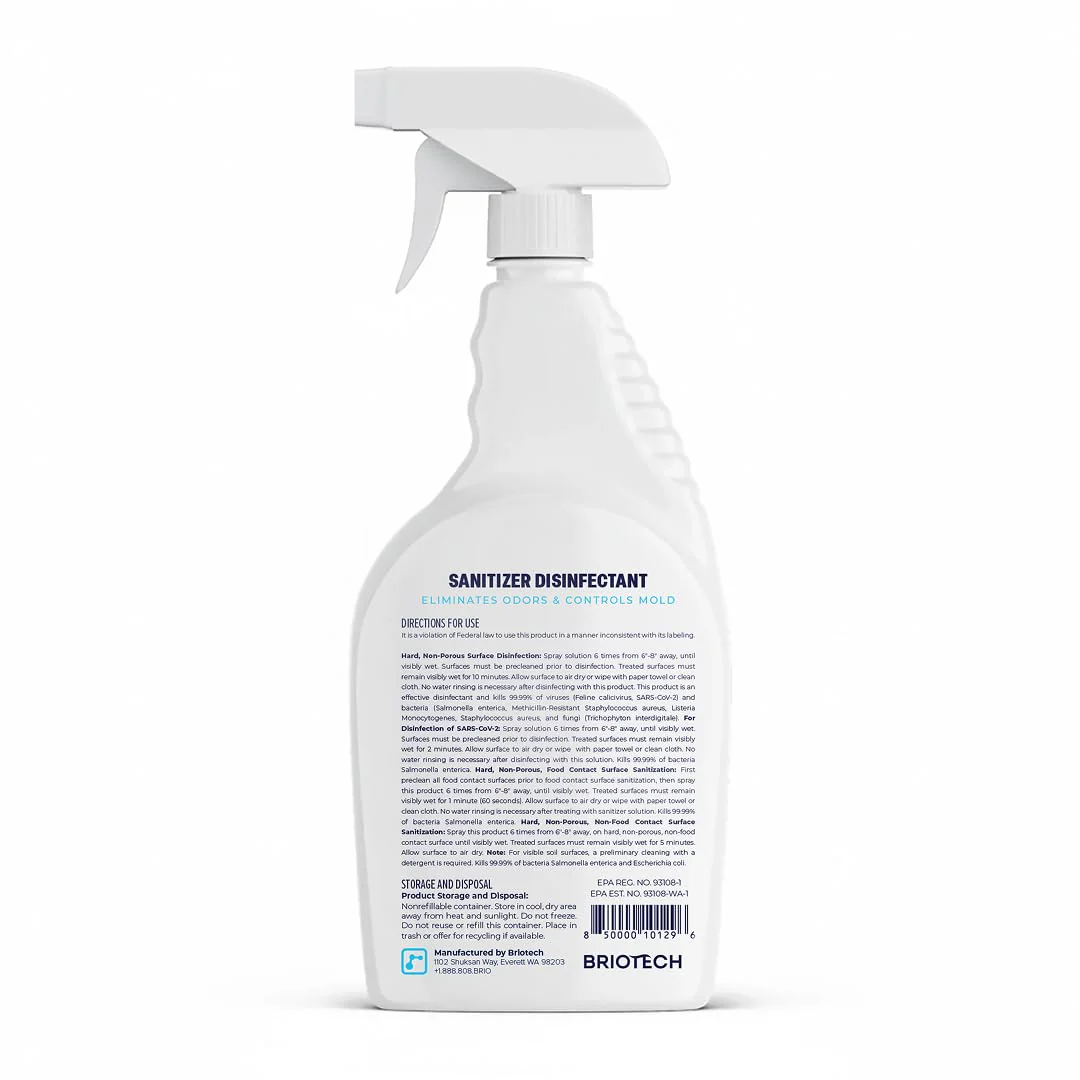 BRIOTECH Sanitizer Disinfectant Hypochlorous Spray, Kills 99.99% of Viruses & Bacteria, Eliminates Odor, Gentle for Nurseries & Play Rooms, Rinse Free Surface Sanitizer, 32 fl oz (Pack of 2) - Image 8