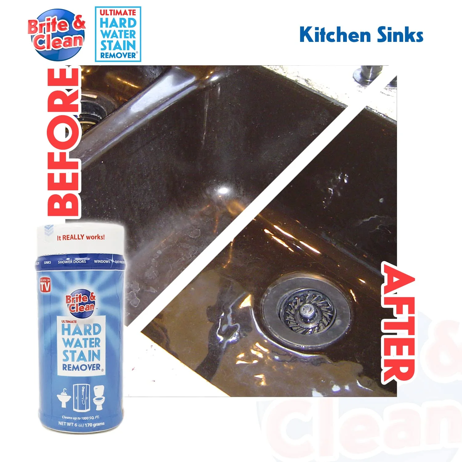 Brite & Clean® (Bright & Clean) Ultimate Hard Water Stain Remover® for Glass, Shower Doors & Windows – Removes Mineral Deposits from Granite, Porcelain, Tile, Stainless Steel & Chrome - Image 2