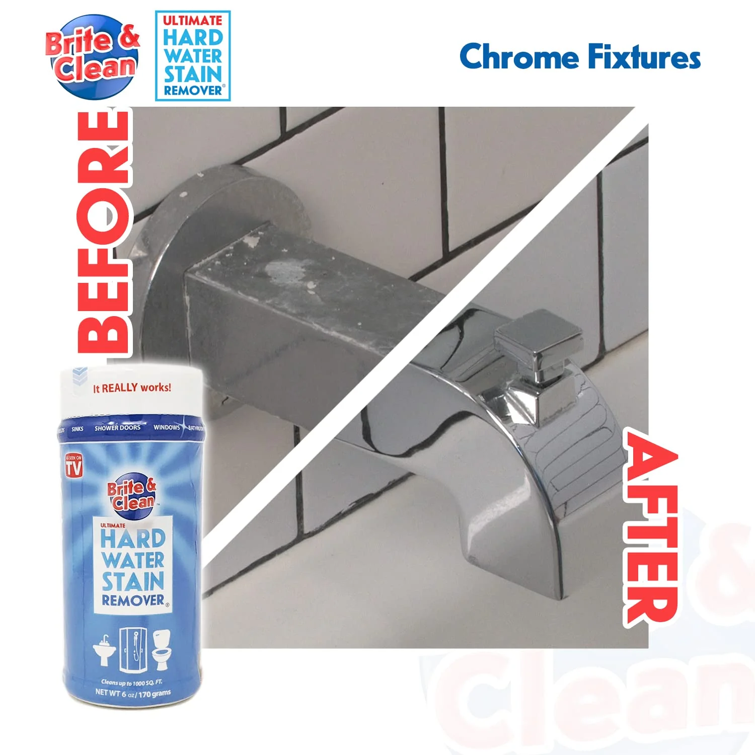 Brite & Clean® (Bright & Clean) Ultimate Hard Water Stain Remover® for Glass, Shower Doors & Windows – Removes Mineral Deposits from Granite, Porcelain, Tile, Stainless Steel & Chrome - Image 3