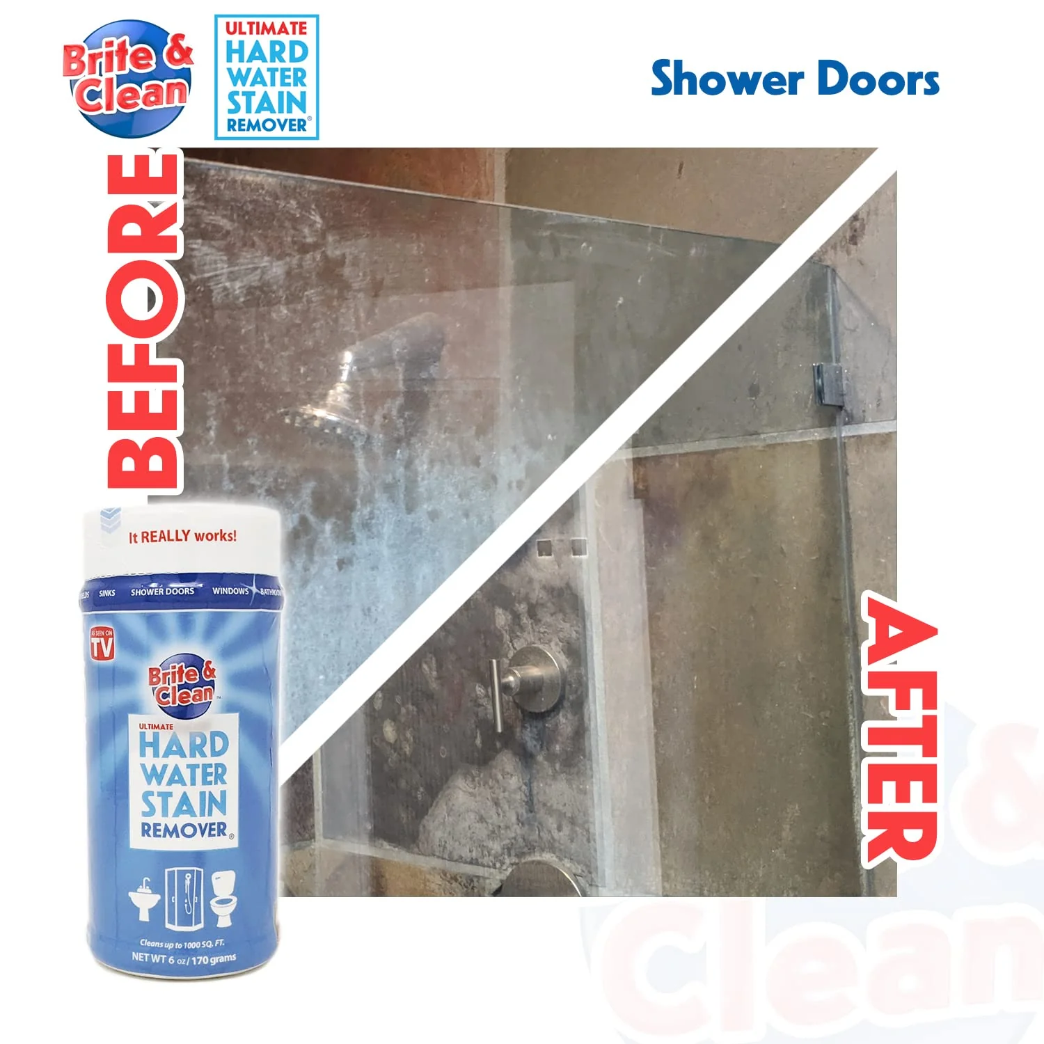 Brite & Clean® (Bright & Clean) Ultimate Hard Water Stain Remover® for Glass, Shower Doors & Windows – Removes Mineral Deposits from Granite, Porcelain, Tile, Stainless Steel & Chrome - Image 6