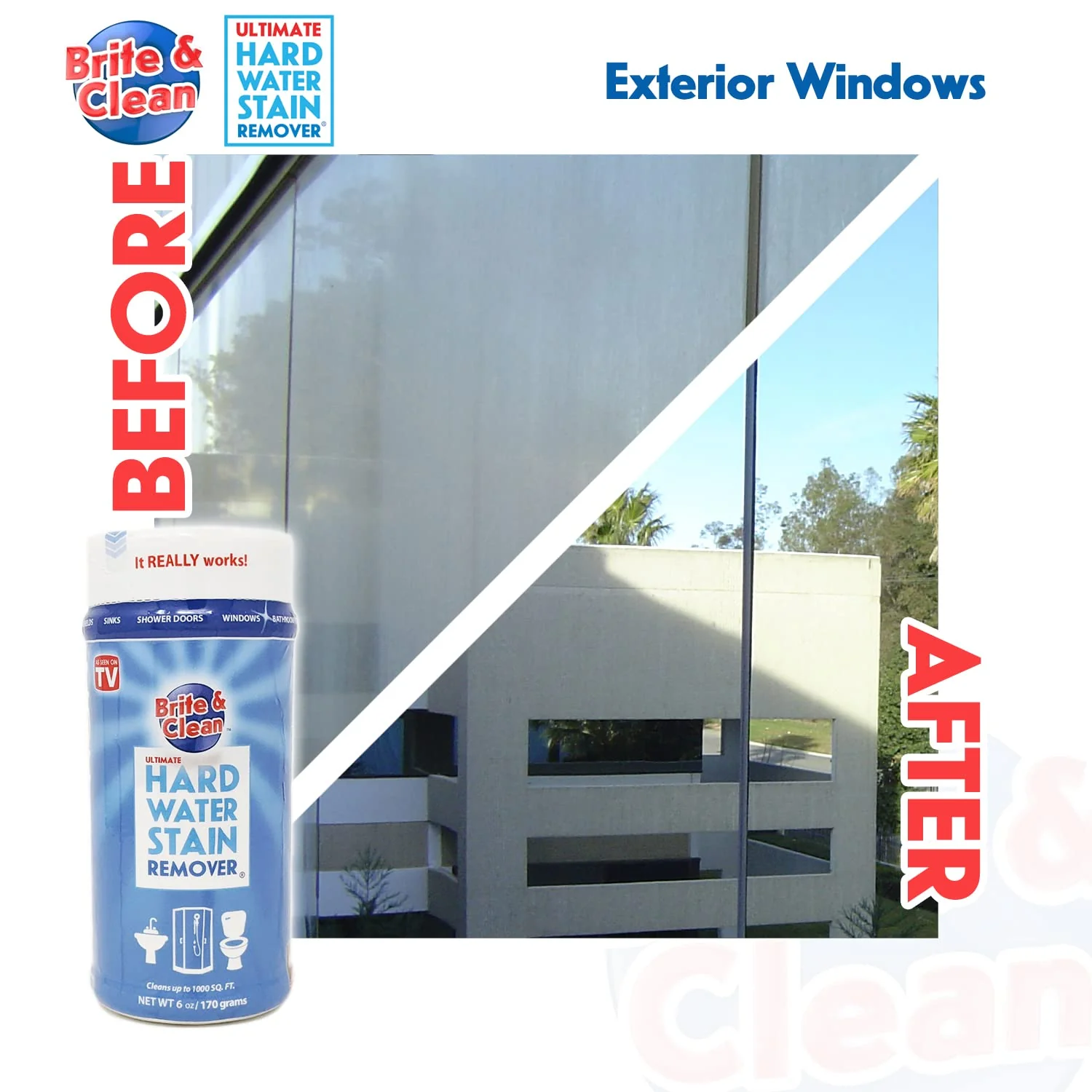 Brite & Clean® (Bright & Clean) Ultimate Hard Water Stain Remover® for Glass, Shower Doors & Windows – Removes Mineral Deposits from Granite, Porcelain, Tile, Stainless Steel & Chrome - Image 7