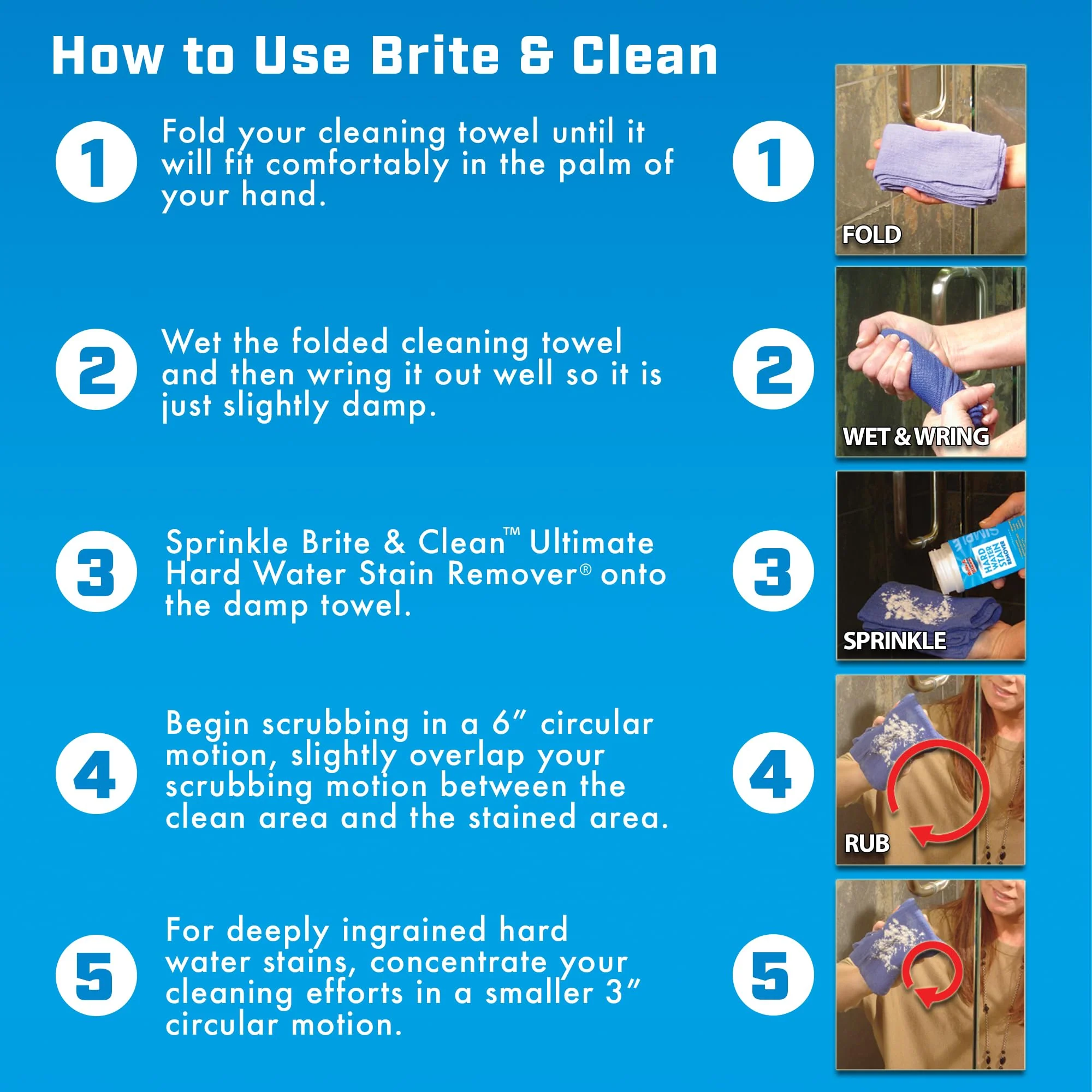 Brite & Clean® (Bright & Clean) Ultimate Hard Water Stain Remover® for Glass, Shower Doors & Windows – Removes Mineral Deposits from Granite, Porcelain, Tile, Stainless Steel & Chrome - Image 8