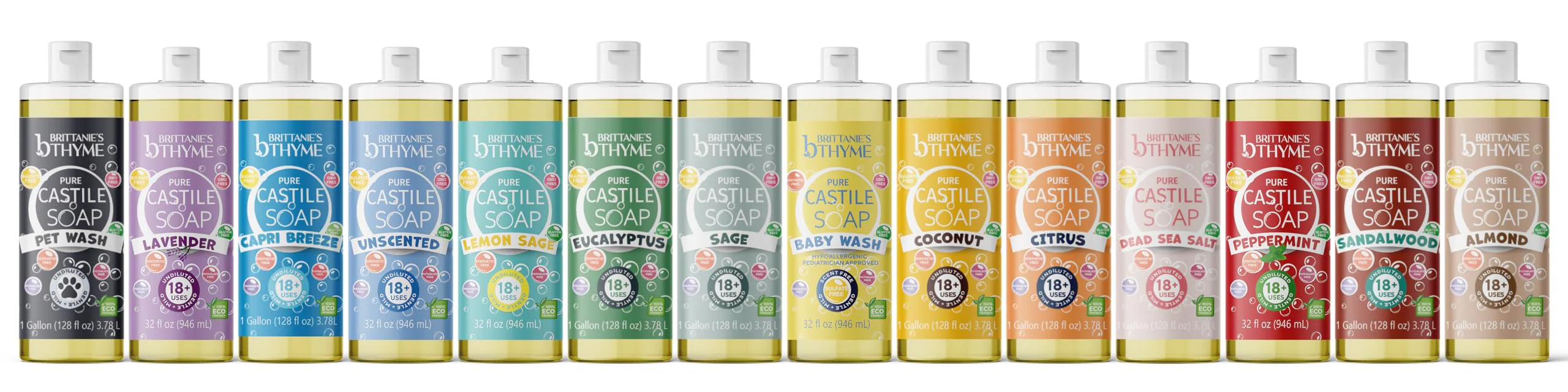 Brittanie's Pure Castile Liquid Soap Peppermint – 2 Pack (32oz Each) | Natural, Organic, Multi-Purpose Soap for Body, Face, Home & Pets | Vegan, Sulfate-Free, Made in USA - Image 3