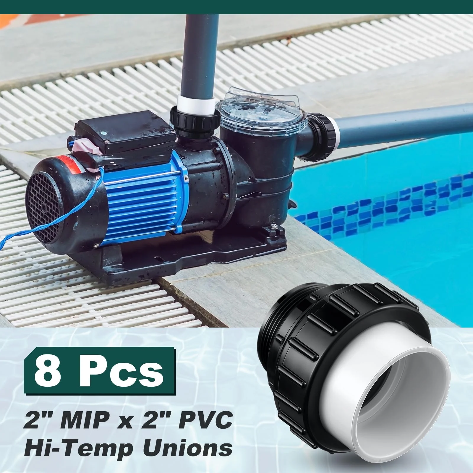 Briwooody 4 Pcs MIP x 2" Hi Temp Unions Compatible with Pentair Whisperflo Pool Pump Compatible with Intelliflo Pump 2" PVC Pool Pump High Temp Unions for Pool Pump - Image 5