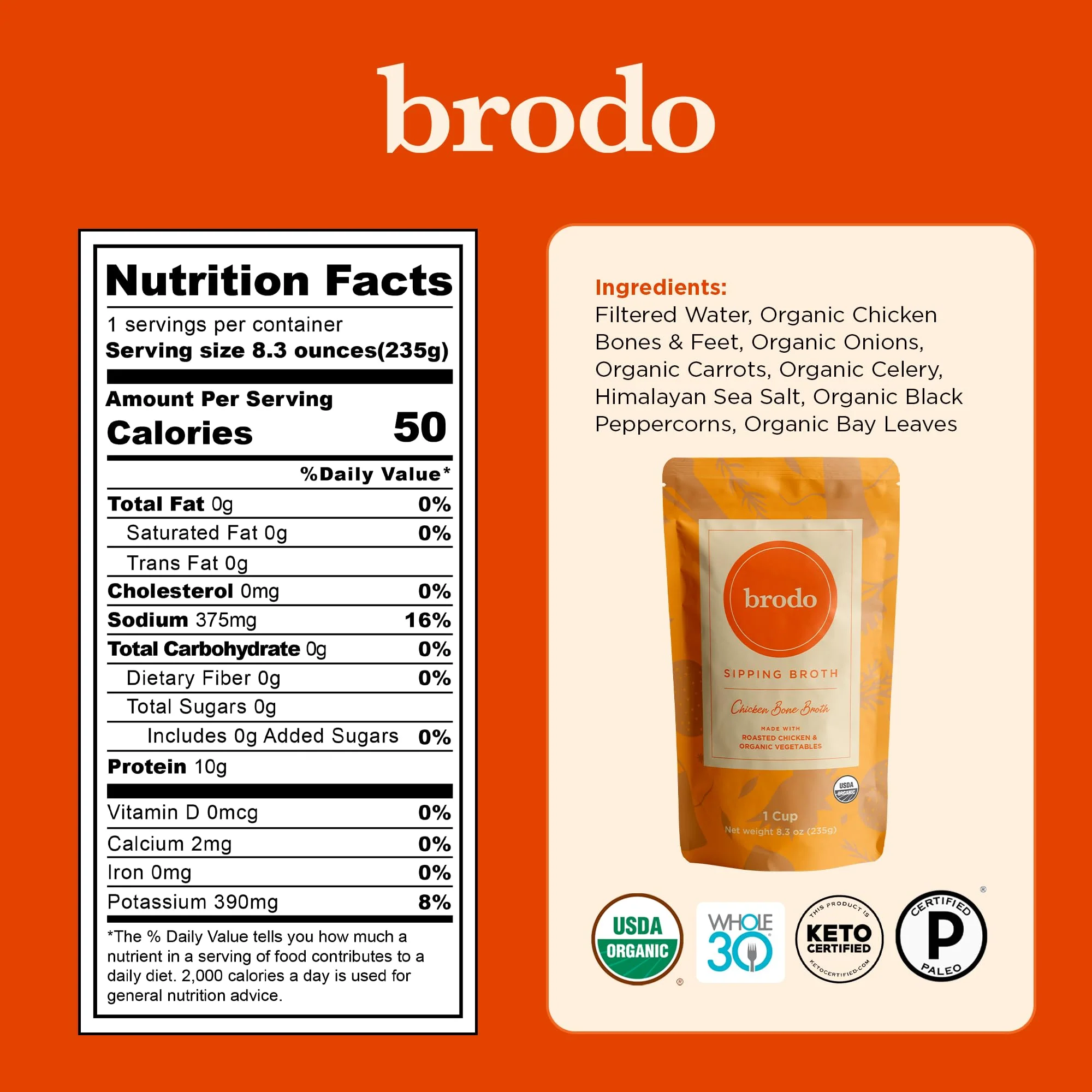 Brodo Broth Variety Pack | 1 Chicken, 1 Hearth, 1 Deeply Rooted, 1 Spicy Nonna, 1 Tom Yum, 1 Tuscan Sun Single Serving Pouches | Not Made From Concentrate, No Preservatives (6x 8.3 oz Pouches) - Image 10