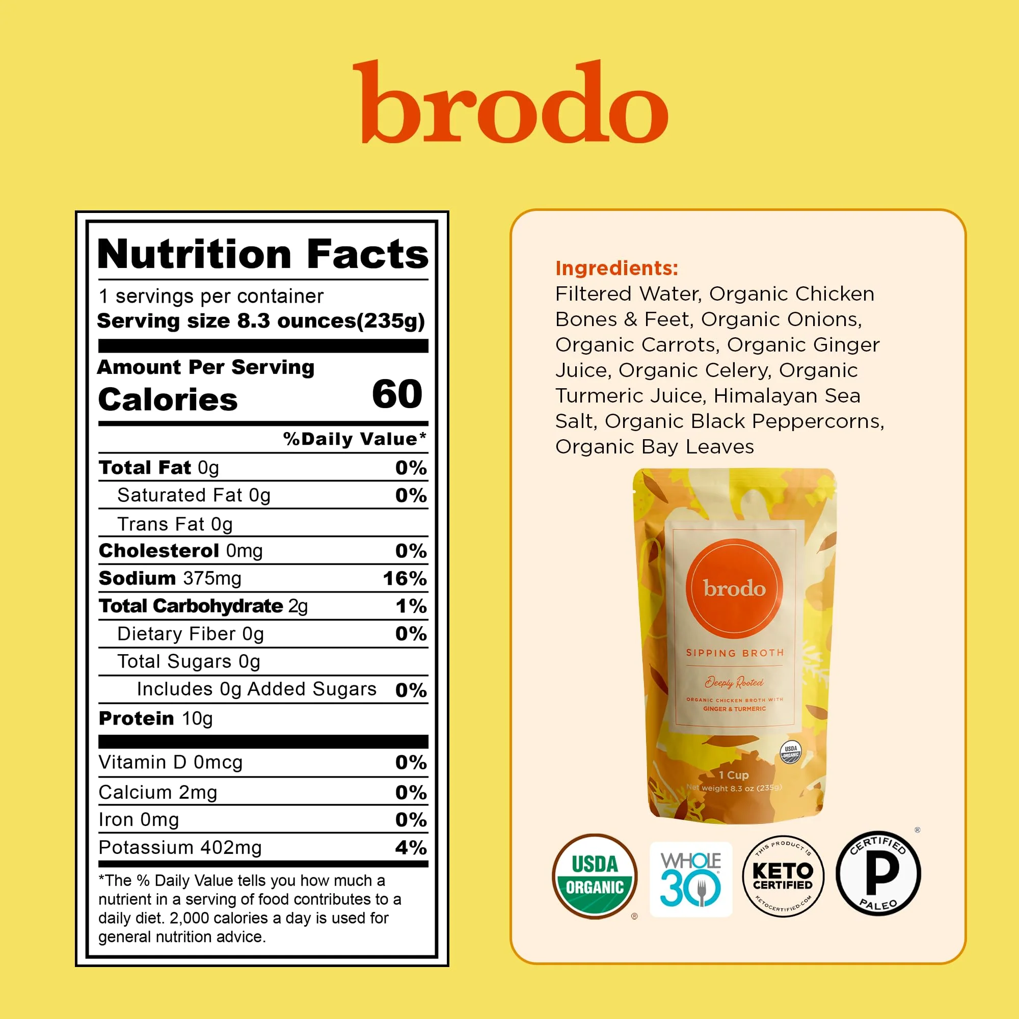 Brodo Broth Variety Pack | 1 Chicken, 1 Hearth, 1 Deeply Rooted, 1 Spicy Nonna, 1 Tom Yum, 1 Tuscan Sun Single Serving Pouches | Not Made From Concentrate, No Preservatives (6x 8.3 oz Pouches) - Image 11