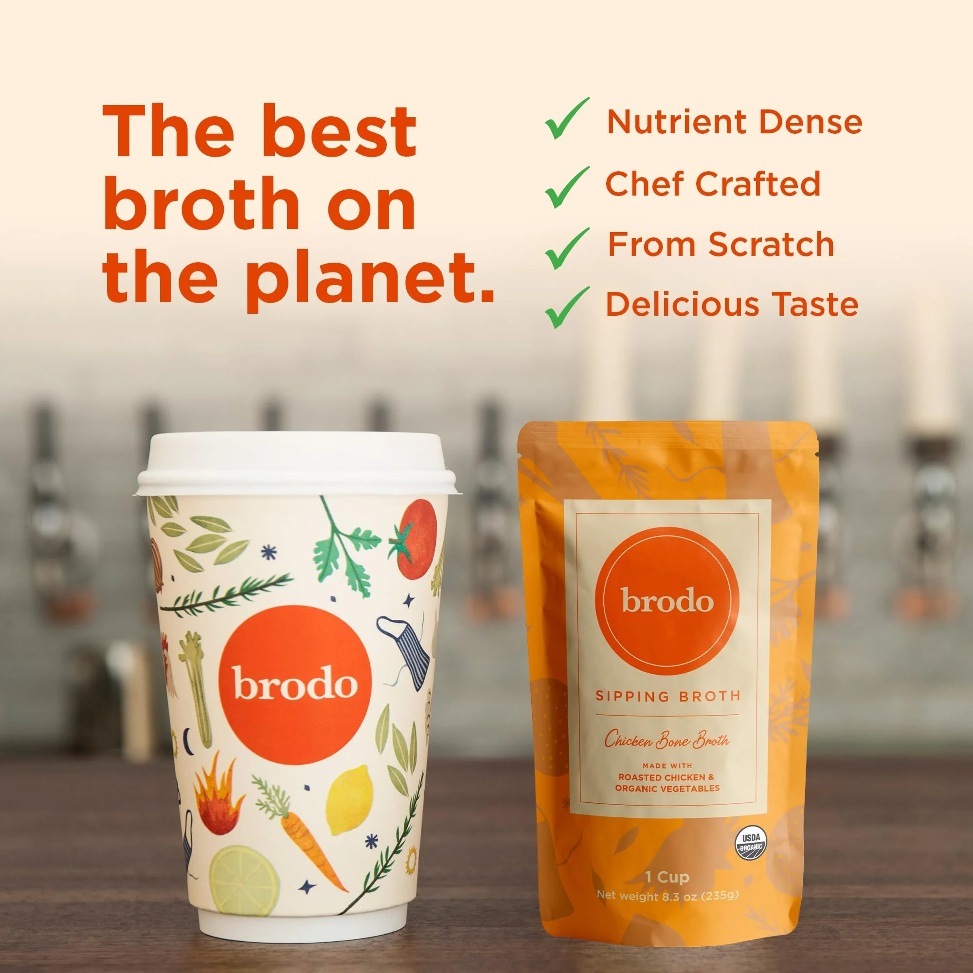 Brodo Broth Variety Pack | 1 Chicken, 1 Hearth, 1 Deeply Rooted, 1 Spicy Nonna, 1 Tom Yum, 1 Tuscan Sun Single Serving Pouches | Not Made From Concentrate, No Preservatives (6x 8.3 oz Pouches) - Image 3