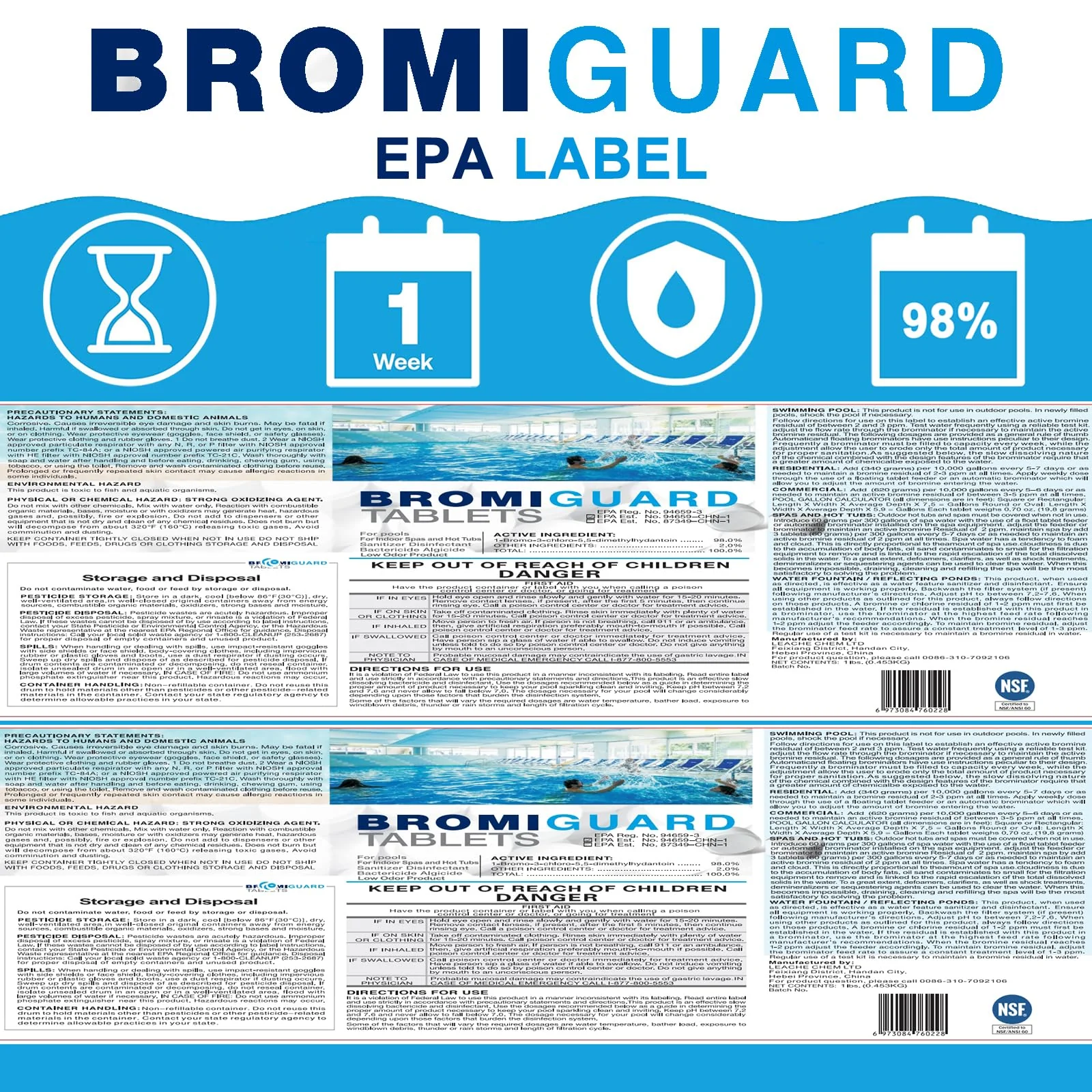 BROMIGUARD 1.8 Lbs Spa Bromine Tablets 1 Inch for Spa Hot Tub Chemical Sanitizer | Pre-Stabilized 1" Brominating Tablets for Pools | Less Chlorine Odor Bromine Tabs 1.8 Pounds - Image 4