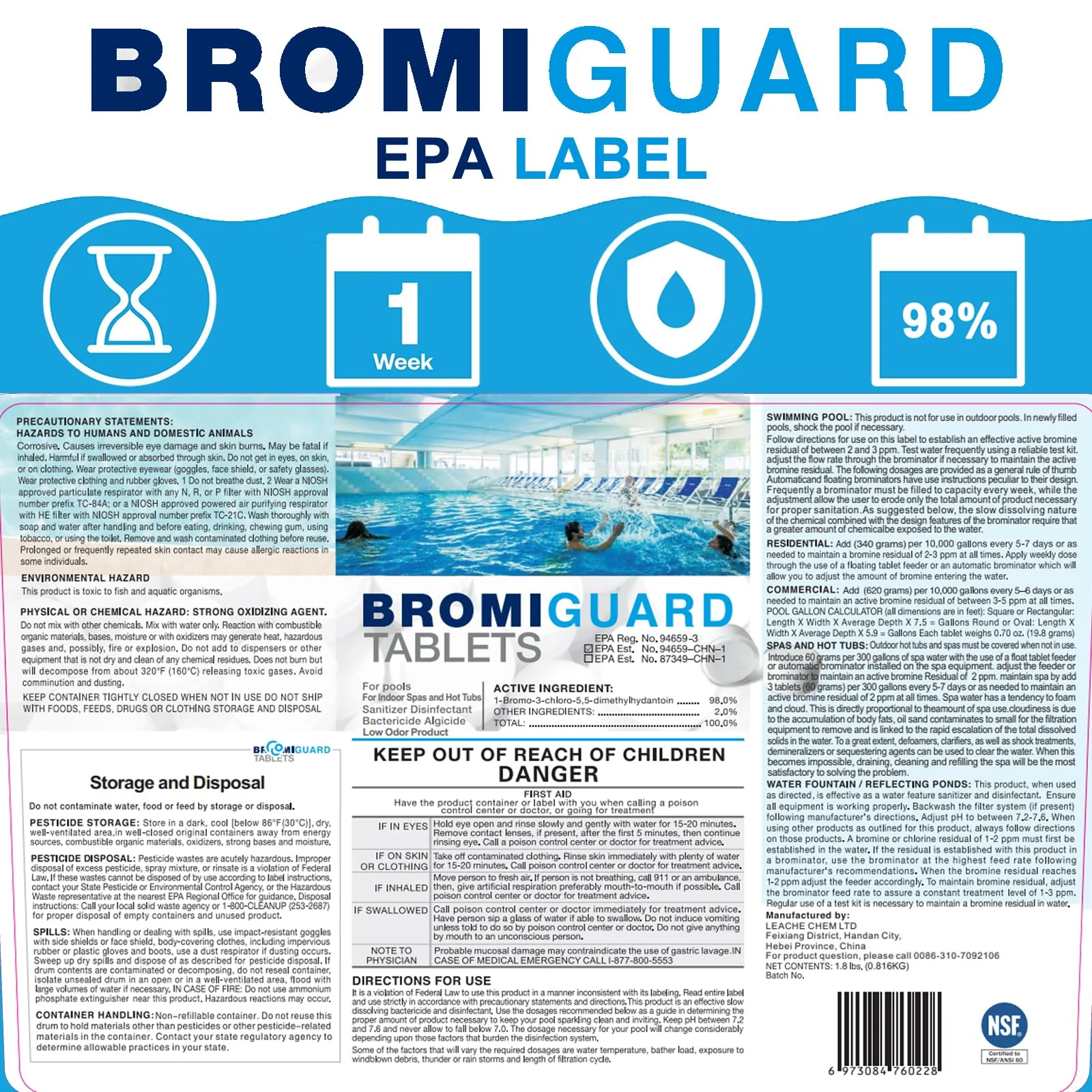 BROMIGUARD Bromine Tablets 1 Inch 1.8 Lbs for Spa Hot Tub Chemical Sanitizer Bromine Tabs | Long-Lasting 1" Brominating Tablets for Pools | Less Chlorine Odor 1.8 Pounds - Image 5