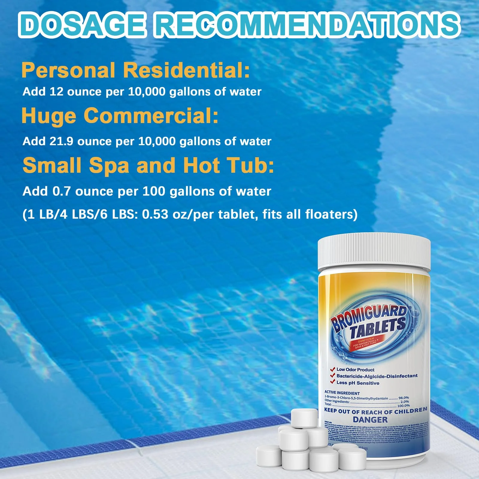 Bromine Tablets for SPA Hot Tub 1 inch Tabs Brominating Tablets Booster Soft Water Feel No Chlorine Odor Chemical Sanitizer - Image 5