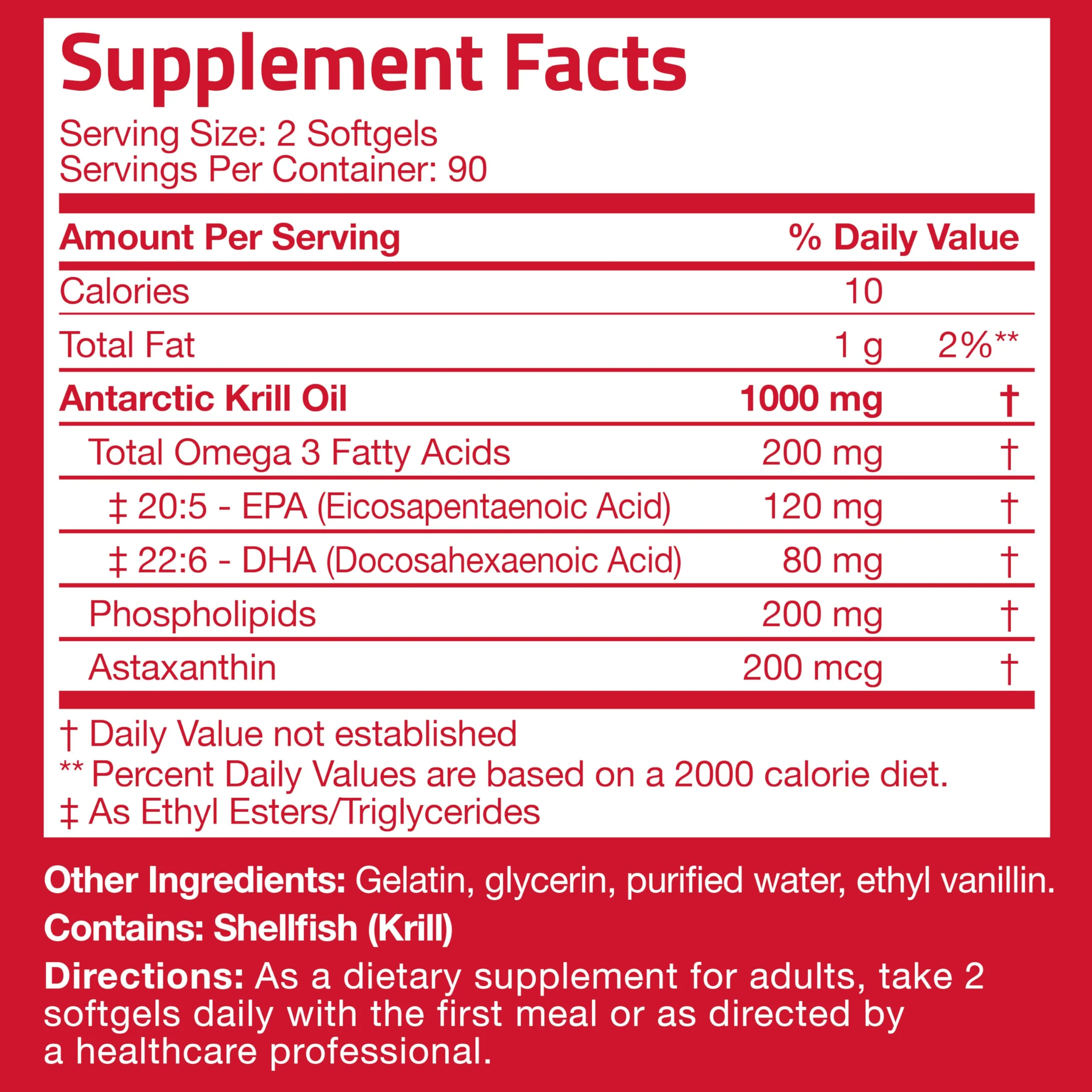 Bronson Antarctic Krill Oil 1000 mg with Astaxanthin, 180 Softgels (90 Servings) - Image 2