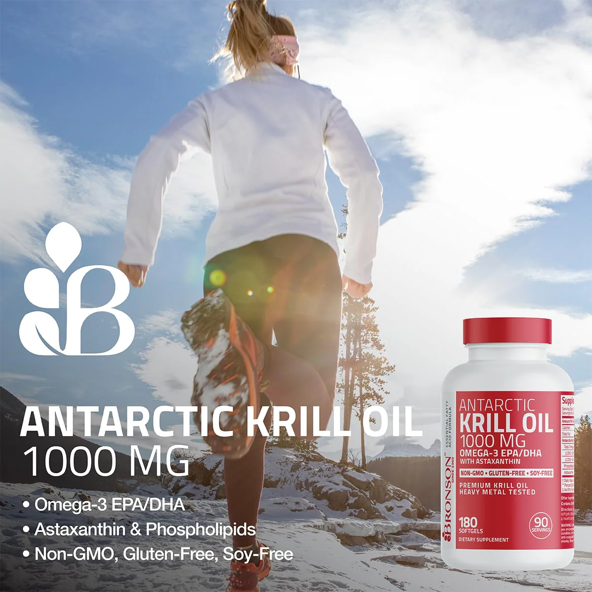 Bronson Antarctic Krill Oil 1000 mg with Astaxanthin, 180 Softgels (90 Servings) - Image 7
