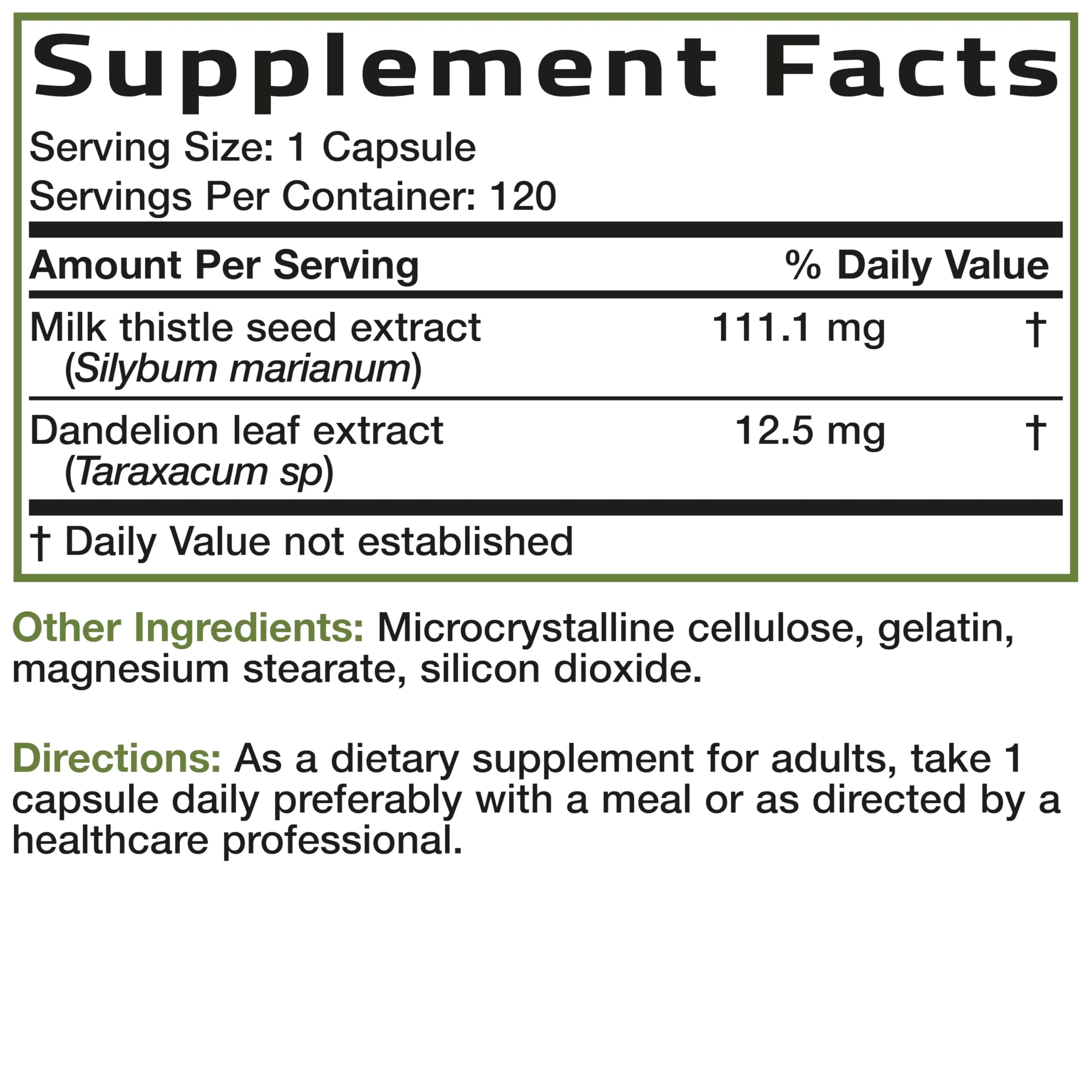 Bronson Milk Thistle Silymarin Marianum & Dandelion Extract Liver Health Support, Antioxidant Support, Detox, 120 Capsules - Image 8