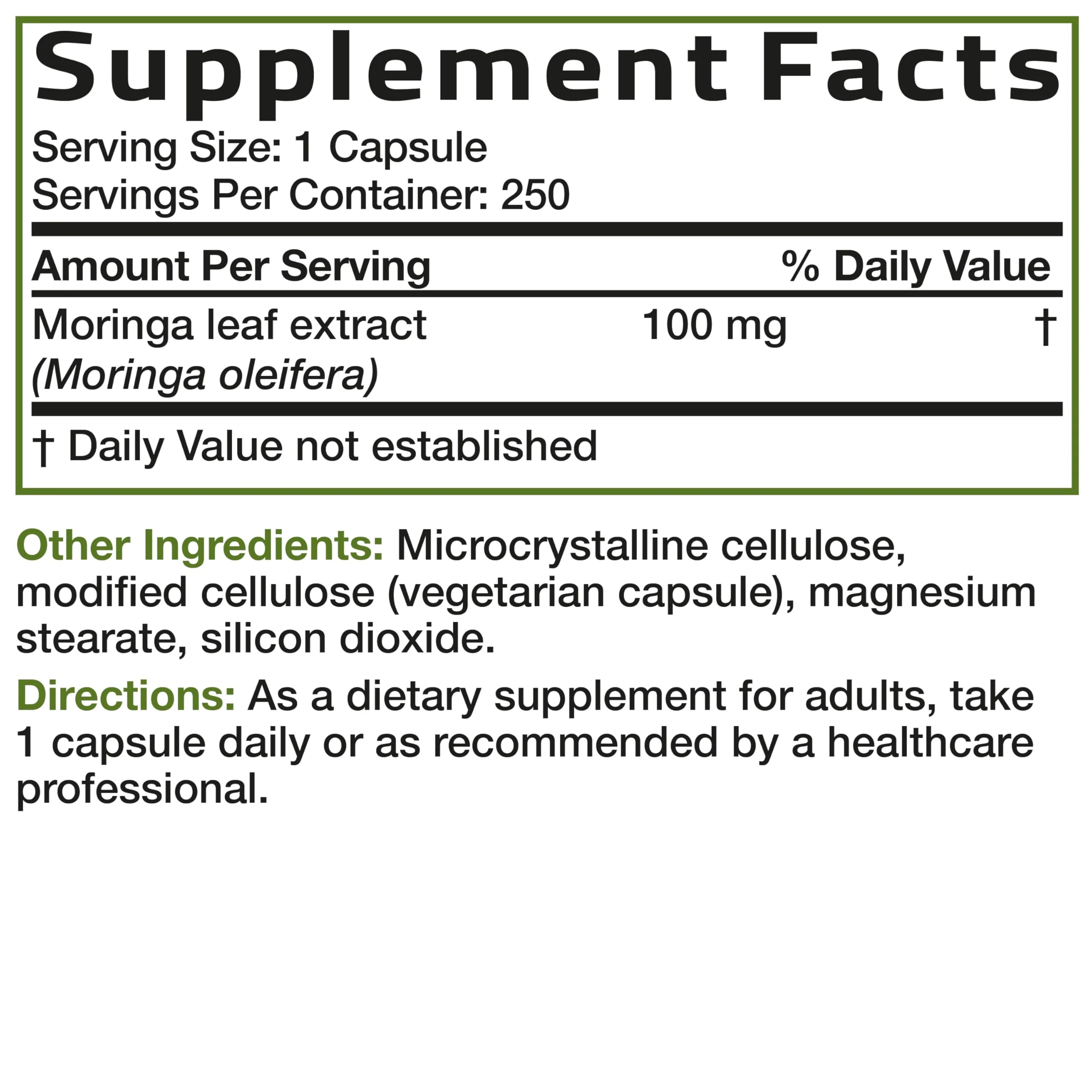 Bronson Moringa Extra Strength Capsules Moringa Oleifera Powder, 250 Count - Image 2