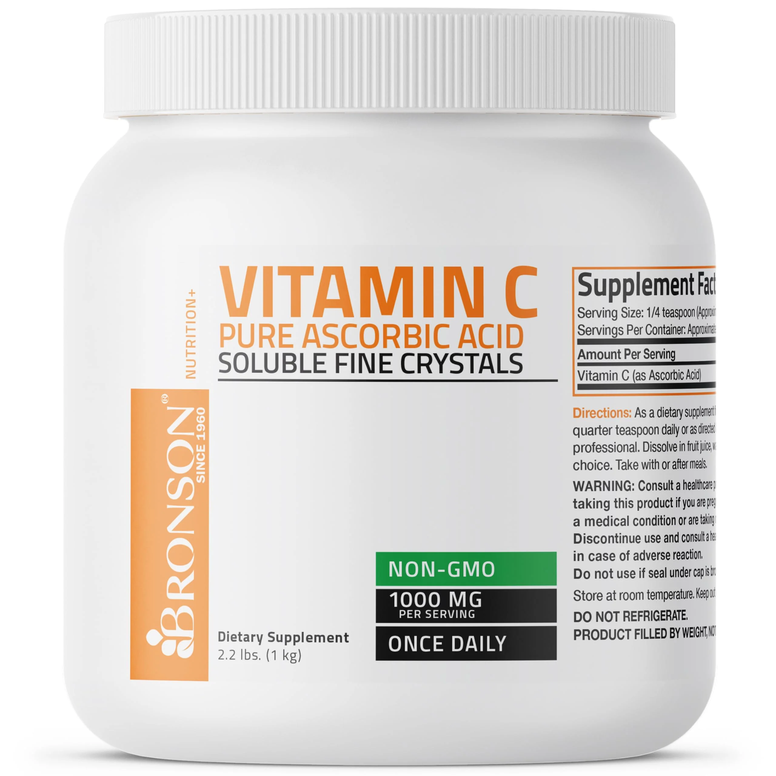 Bronson Vitamin C Powder Pure Ascorbic Acid Soluble Fine Non GMO Crystals – Promotes Healthy Immune System and Cell Protection – Powerful Antioxidant - 1 Kilogram (2.2 Lbs) - Image 4