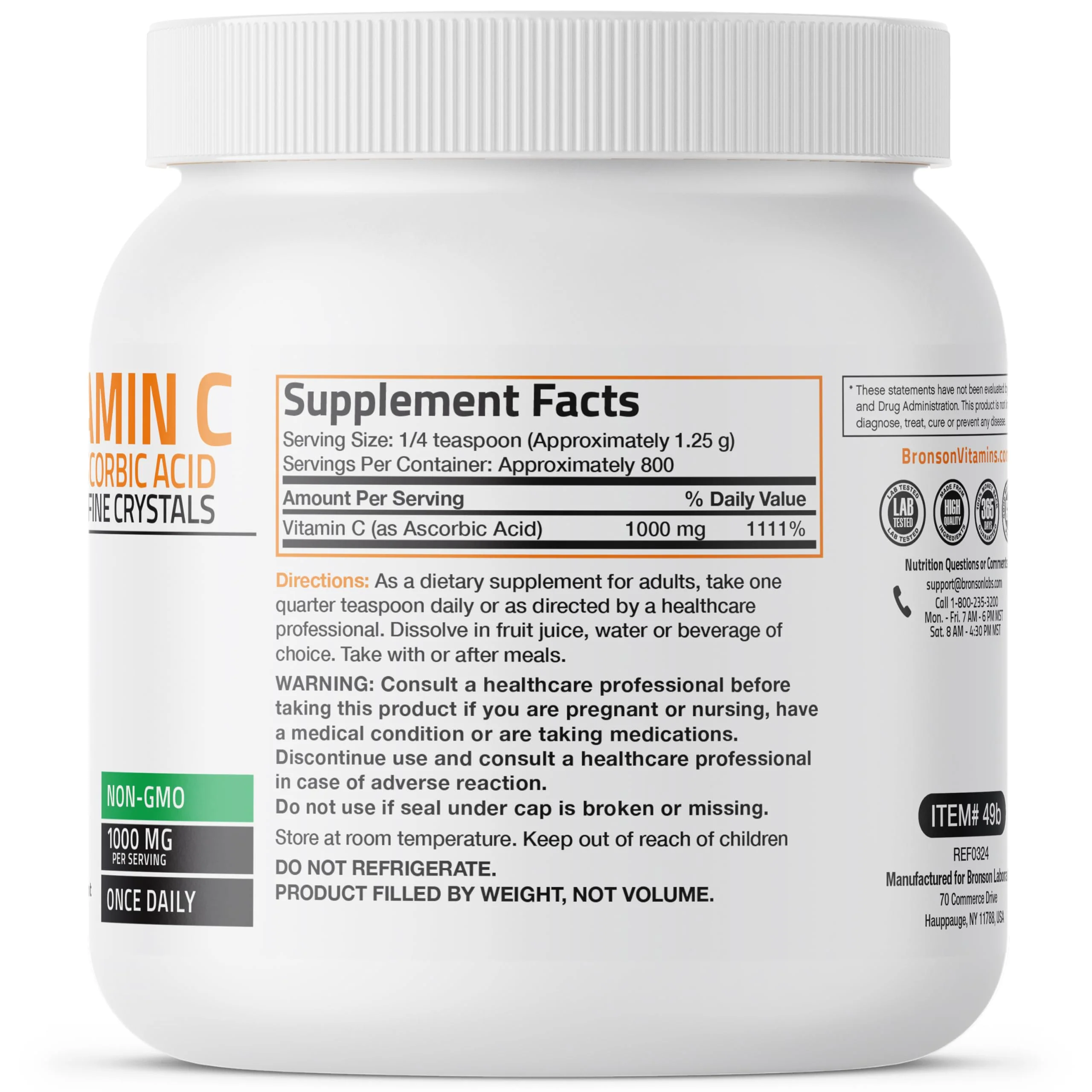 Bronson Vitamin C Powder Pure Ascorbic Acid Soluble Fine Non GMO Crystals – Promotes Healthy Immune System and Cell Protection – Powerful Antioxidant - 1 Kilogram (2.2 Lbs) - Image 7