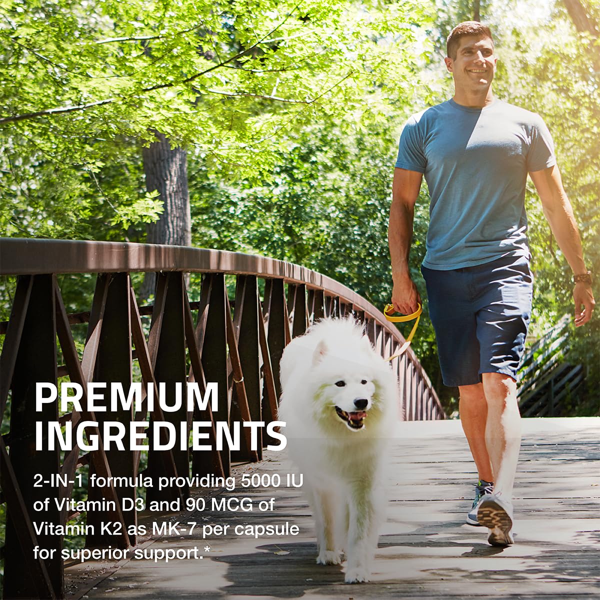 Bronson Vitamin K2 D3 (MK7) Supplement Non-GMO Formula Vitamin D3 5000IU (125 mcg) & 90 mcg K2 MK-7, Easy to Swallow D & K Complex, 60 Capsules - Image 4