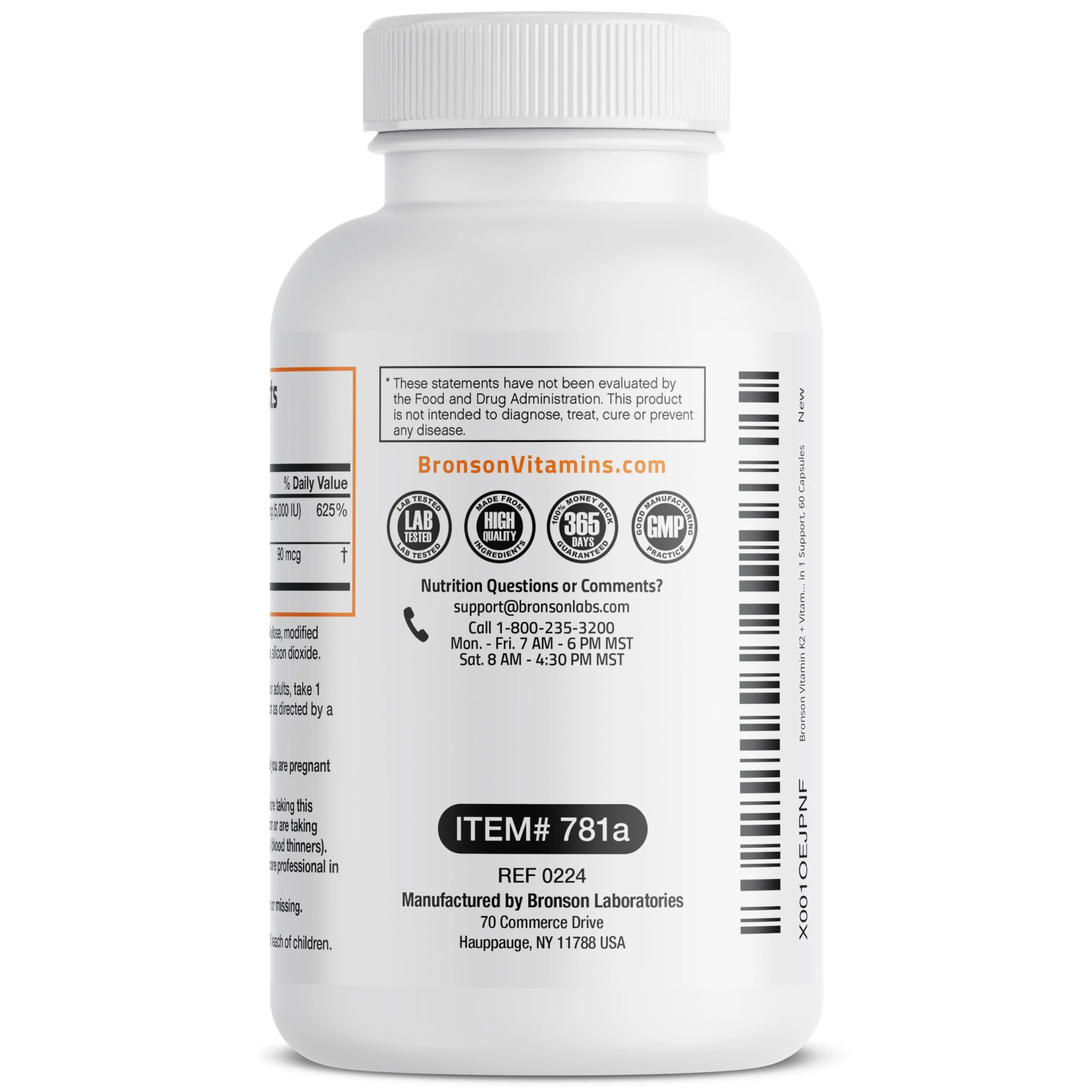 Bronson Vitamin K2 D3 (MK7) Supplement Non-GMO Formula Vitamin D3 5000IU (125 mcg) & 90 mcg K2 MK-7, Easy to Swallow D & K Complex, 60 Capsules - Image 7
