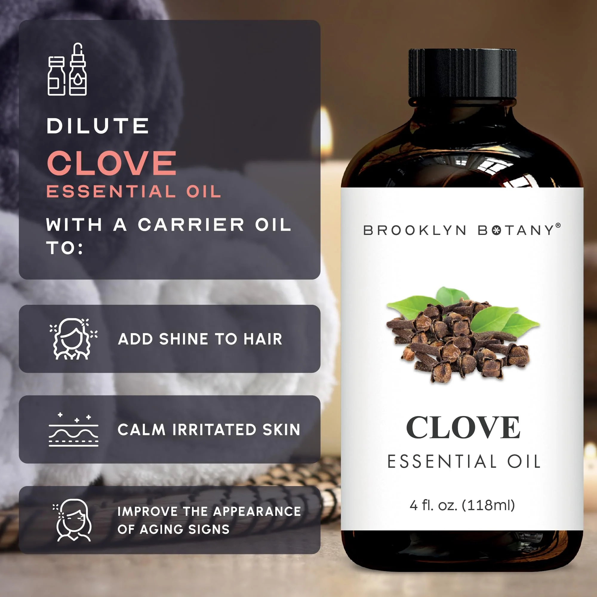 Brooklyn Botany Clove Essential Oil - Huge 4 Fl Oz - 100% Pure and Natural - Premium Grade with Dropper - for Aromatherapy and Diffuser - Image 4