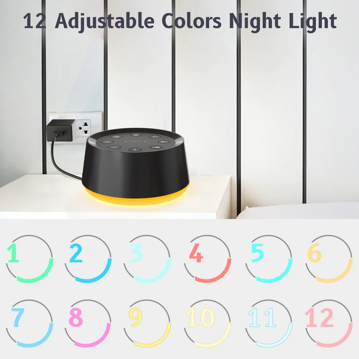 Brown Noise Sound Machine with 30 Soothing Sounds 12 Colors Night Light White Noise Machine for Adults Baby Kids Sleep Machines Memory Function 36 Volume Levels 5 Timers for Home Office Travel - Image 4