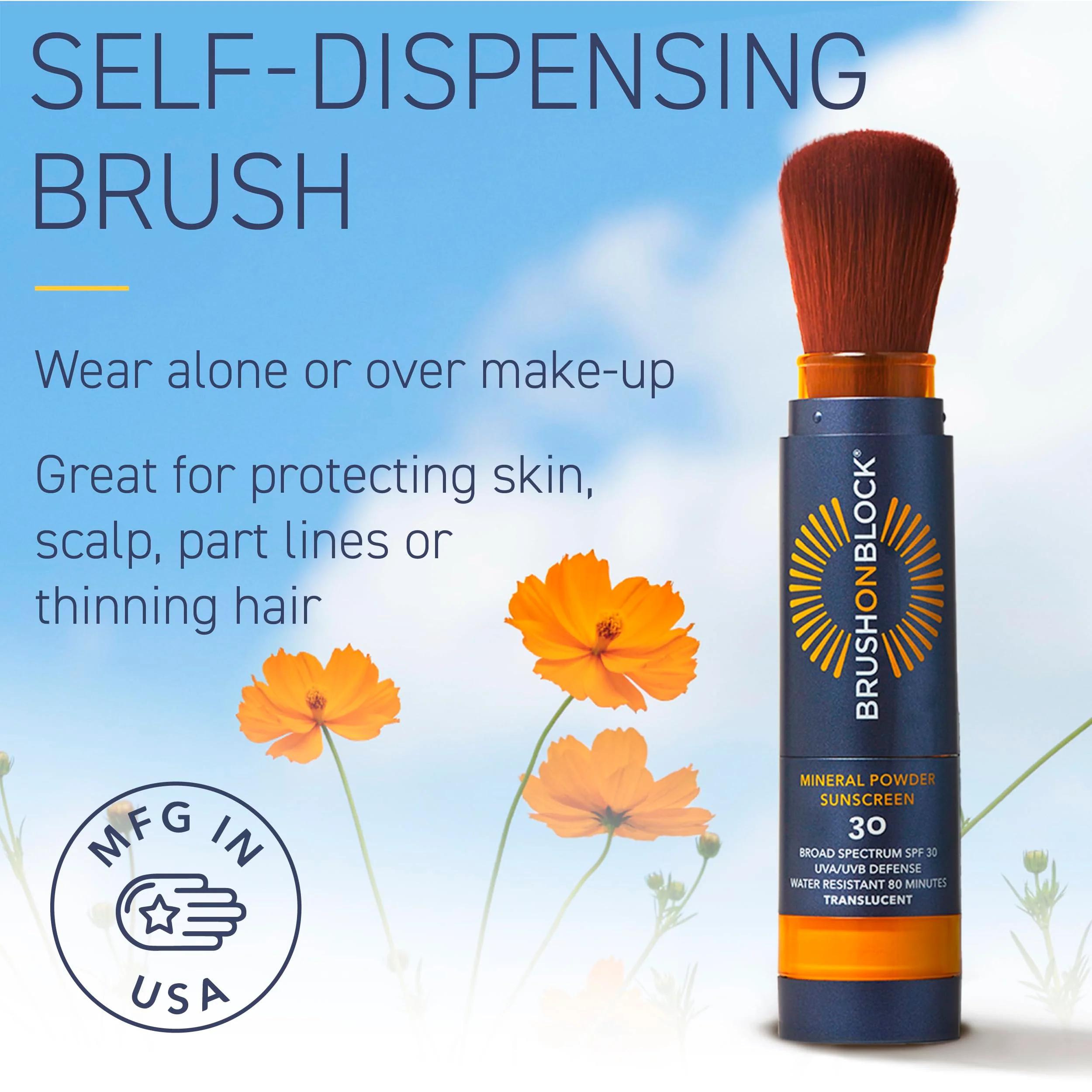 Brush On Block SPF 30 Mineral Powder Sunscreen New Formula, With Niacinamide, Hyaluronic Acid, & Vitamin C, Broad Spectrum, Water Resistant, Translucent, For All Skin Types, Reef Friendly, Mfg in USA - Image 5