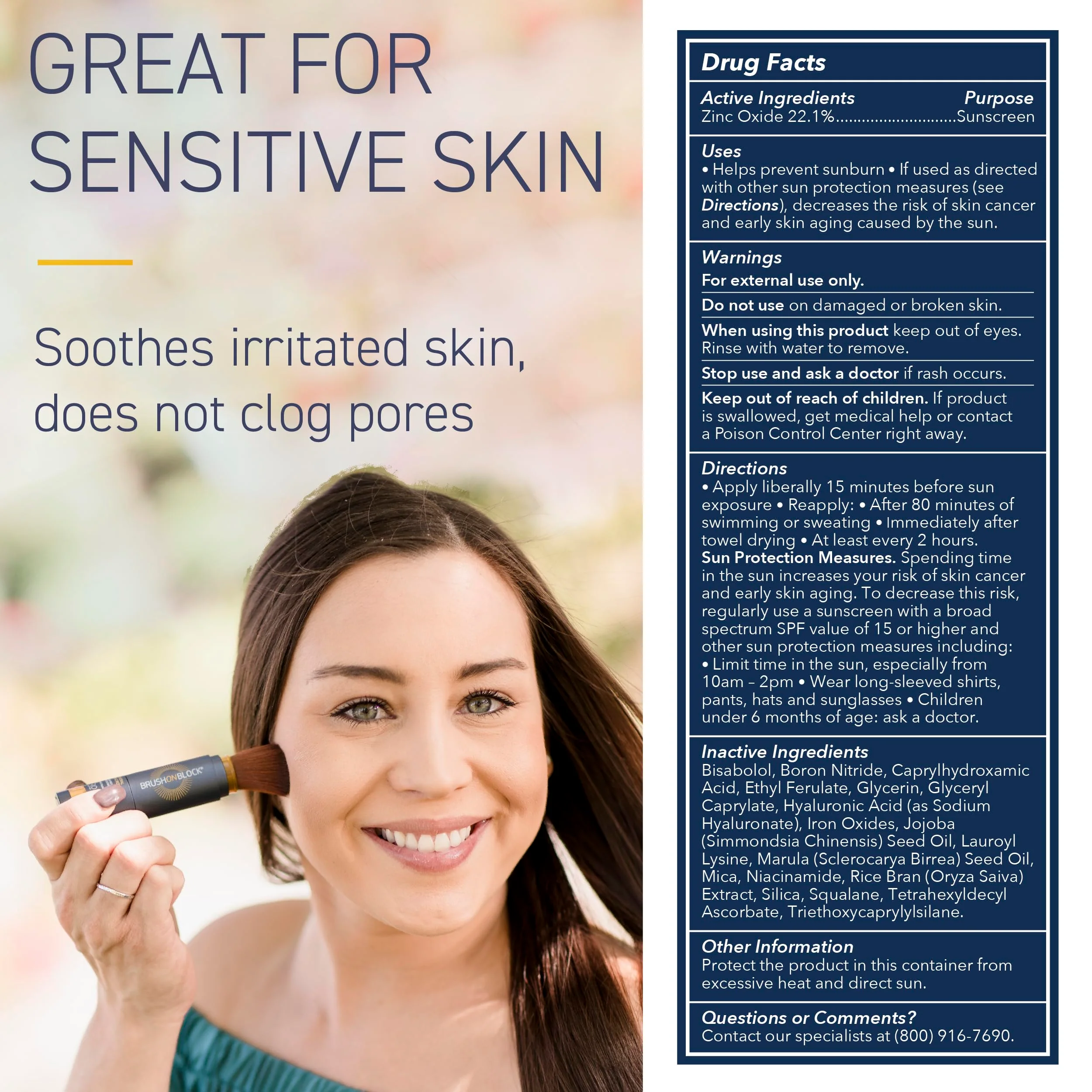 Brush On Block SPF 30 Mineral Powder Sunscreen New Formula, With Niacinamide, Hyaluronic Acid, & Vitamin C, Broad Spectrum, Water Resistant, Translucent, For All Skin Types, Reef Friendly, Mfg in USA - Image 7