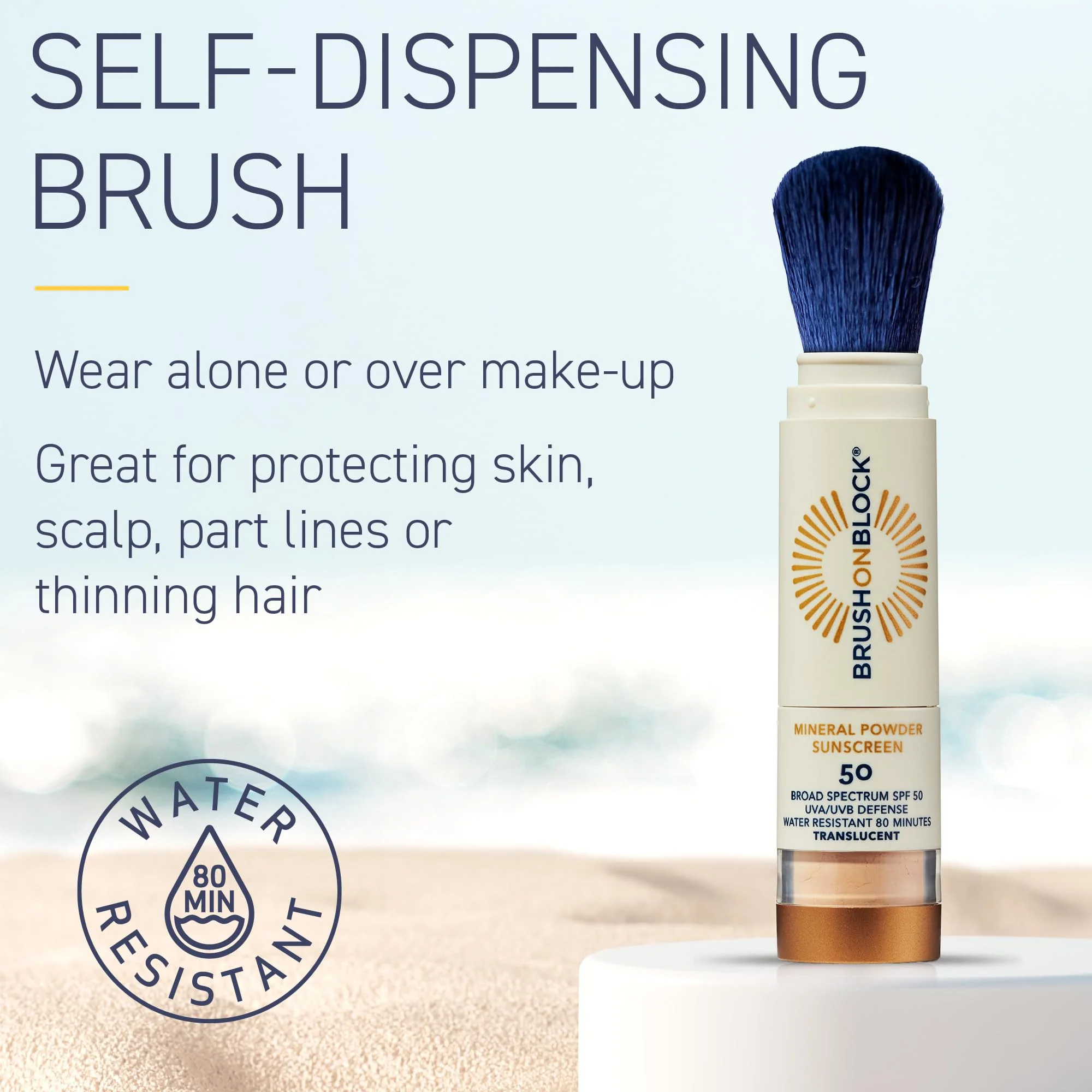 Brush On Block SPF 50 Mineral Powder Sunscreen, Translucent, Broad Spectrum, Water Resistant Face Protection, For All Skin Tones & Types, Reef Friendly, Mfg in USA - Image 6