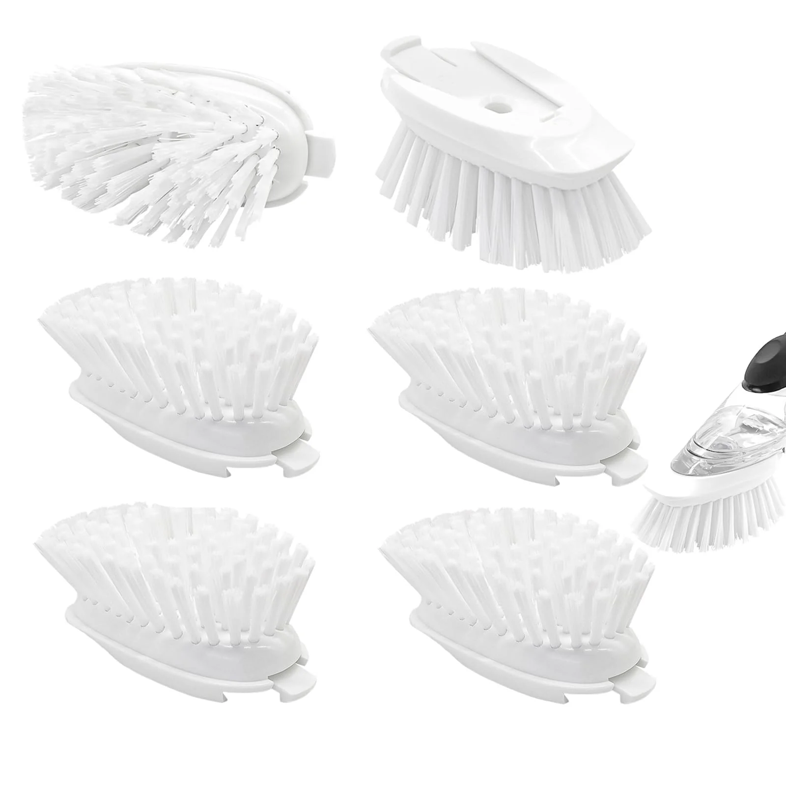Brush Refills for OXO Dish Brush - 6 Pack Dish Brush Cleaning Soap Dispensing Head Replacement for Scrubber (White)