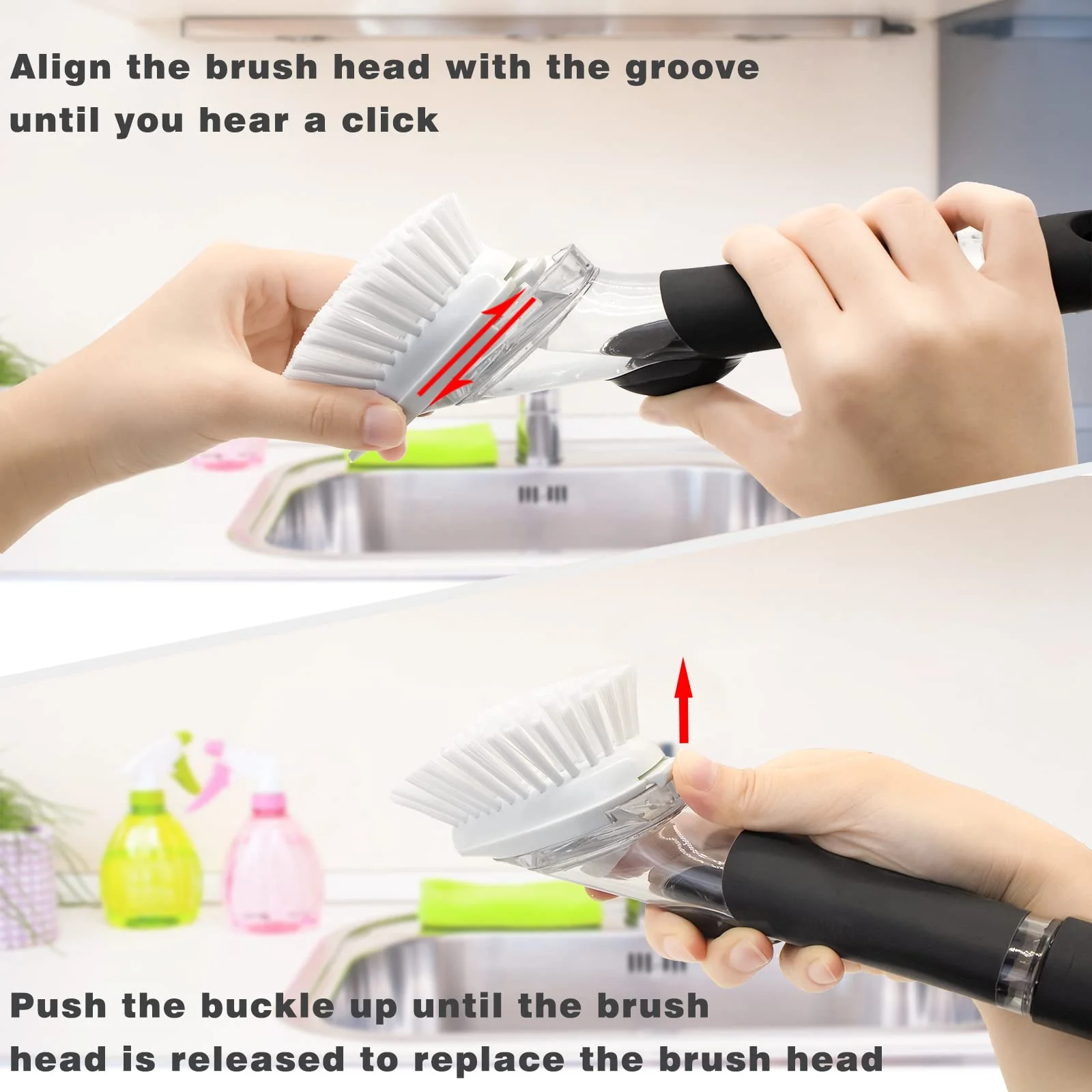 Brush Refills for OXO Dish Brush - 6 Pack Dish Brush Cleaning Soap Dispensing Head Replacement for Scrubber (White) - Image 2