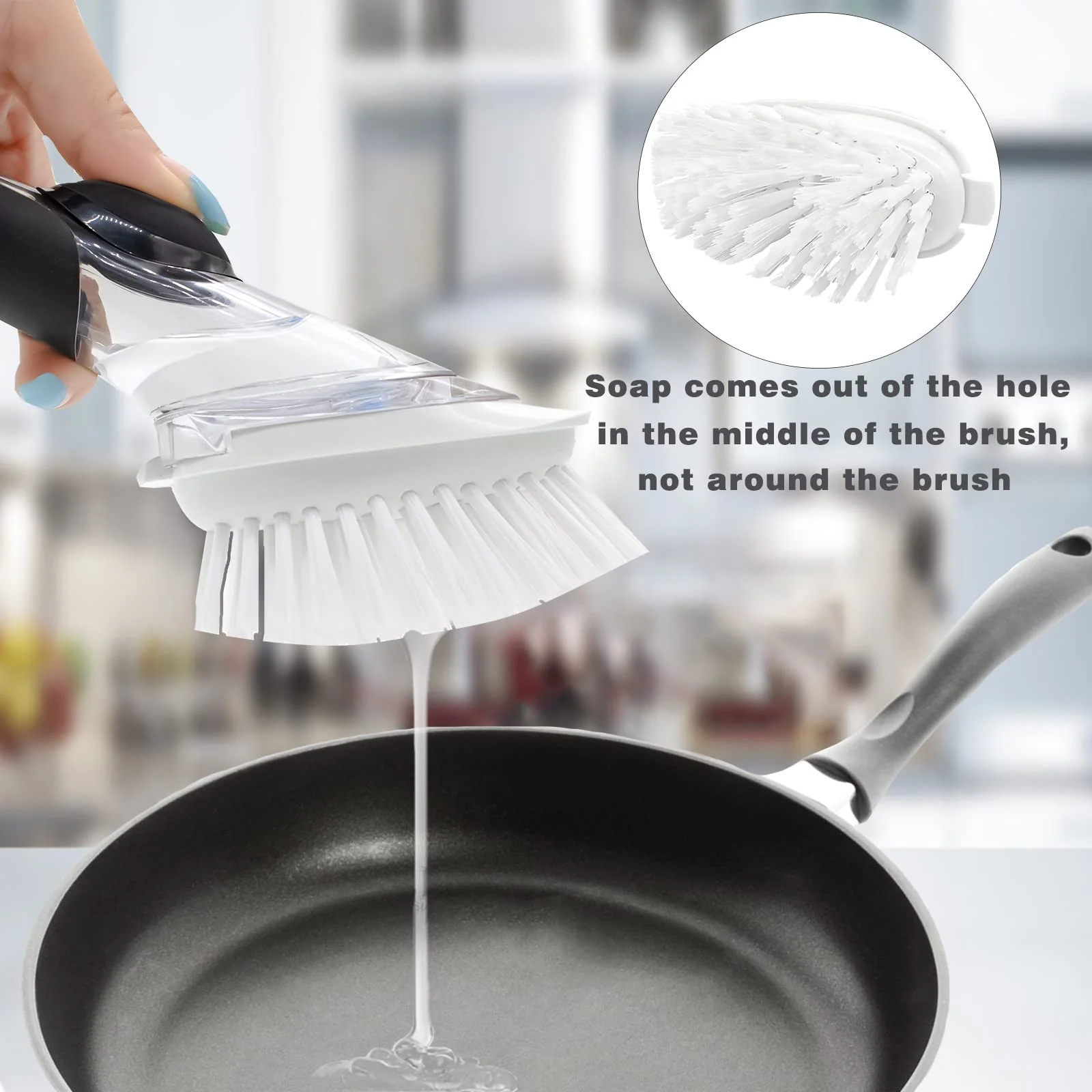 Brush Refills for OXO Dish Brush - 6 Pack Dish Brush Cleaning Soap Dispensing Head Replacement for Scrubber (White) - Image 5
