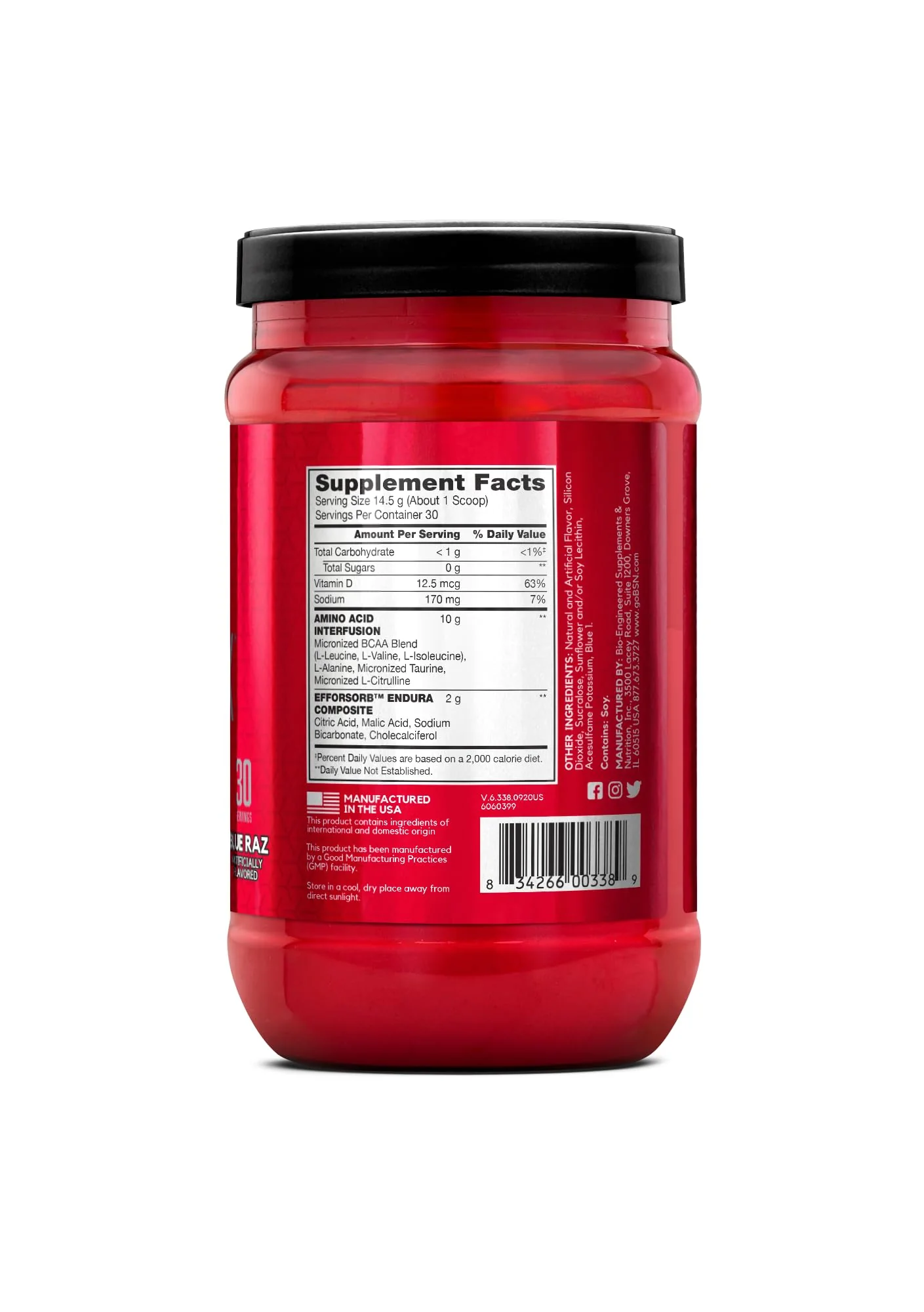 BSN Amino X Muscle Recovery & Endurance Powder with BCAAs, 10 Grams of Amino Acids, Keto Friendly, Caffeine-Free, Support Endurance, Zero Sugar, Blue Raz, 30 servings, 15.34 Ounce (Packaging May Vary) - Image 9