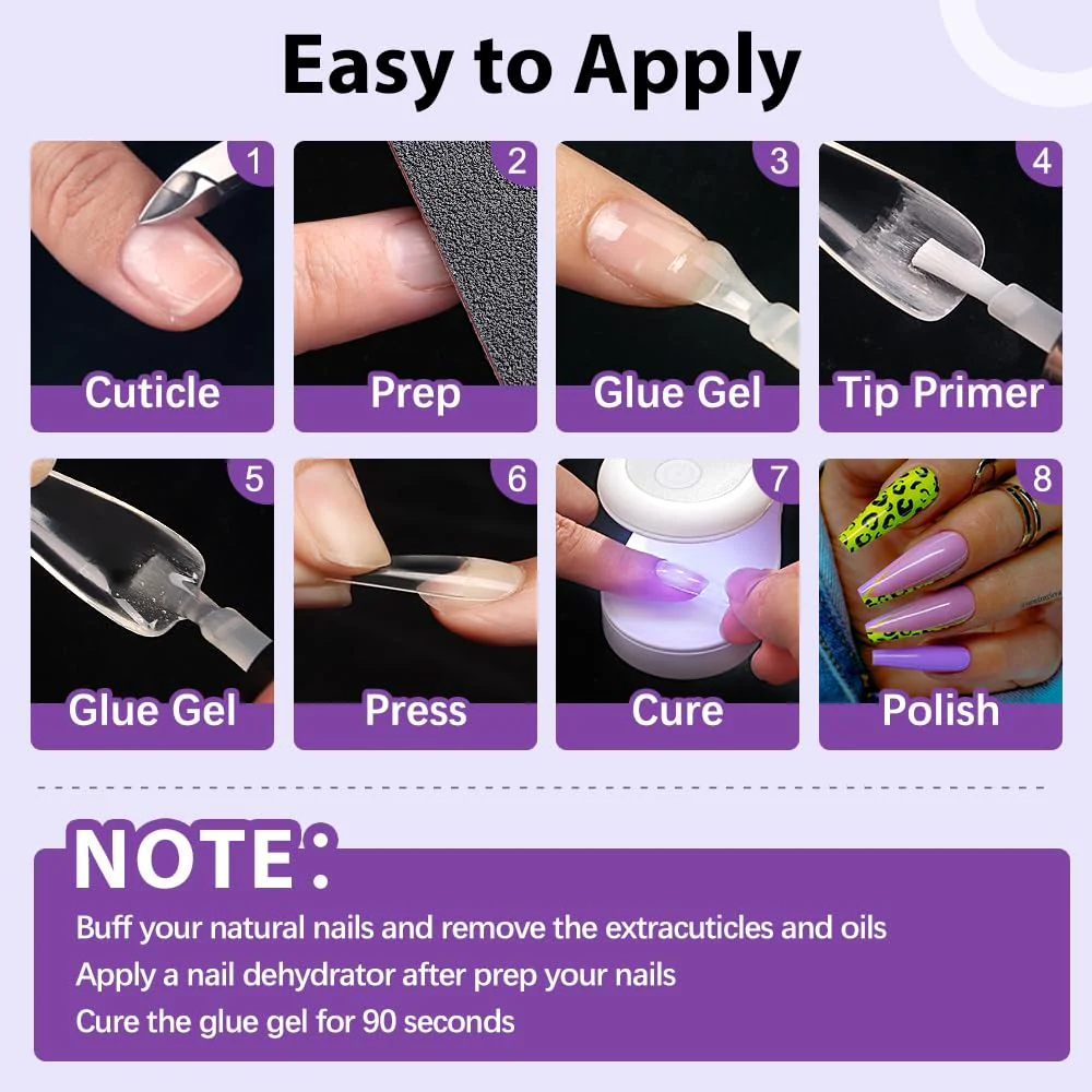 BTArtbox Short Square Gel Nails - Natural XCOATTIPS Short Fake Nails with Tip Primer Cover, Stronger Nail Adhesion, Full Matte Soft Gel Nail Tips, Clear Nail Tips Fake Nails for Nail Extensions