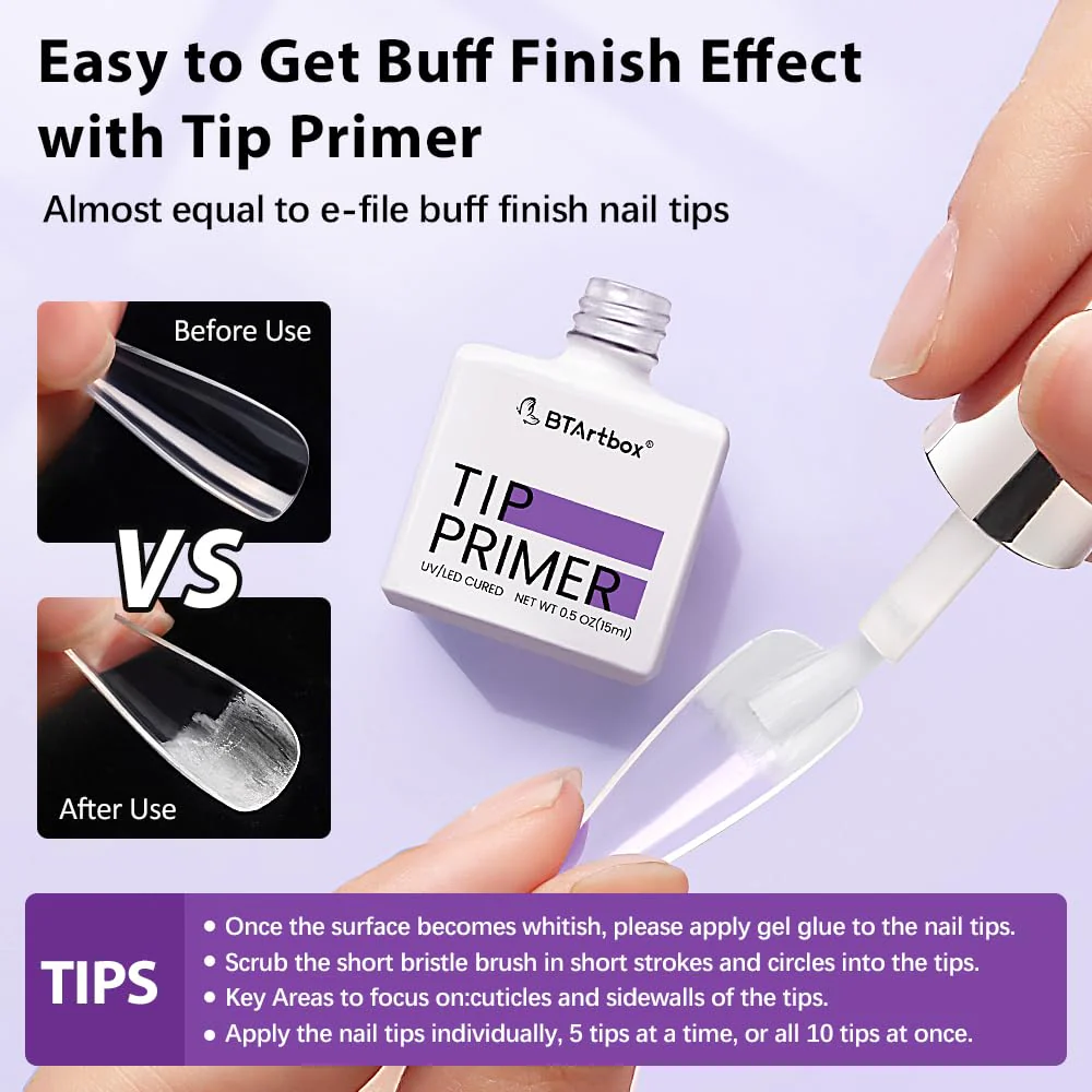BTArtbox Short Square Gel Nails - Natural XCOATTIPS Short Fake Nails with Tip Primer Cover, Stronger Nail Adhesion, Full Matte Soft Gel Nail Tips, Clear Nail Tips Fake Nails for Nail Extensions - Image 6