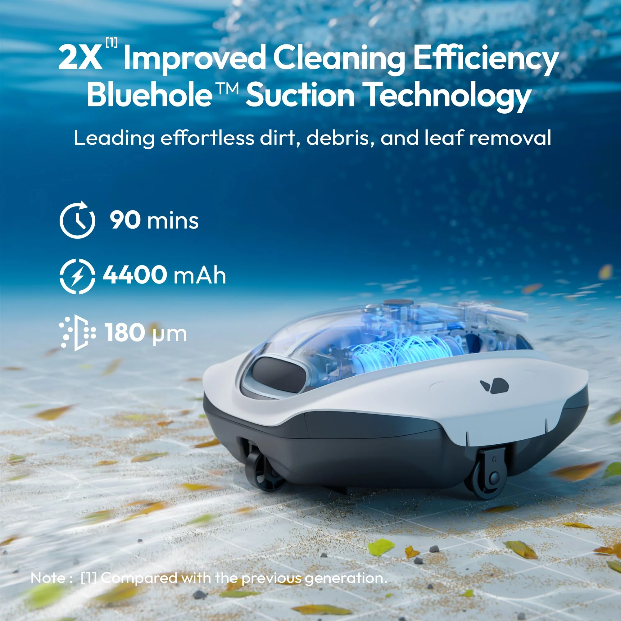 Bubot 300P Pool Vacuum, Cordless Robotic Pool Cleaner, Superior Suction, Smart Senor, DirtLock 2.0, 90-Min Runtime for Above-Ground Flat Pools up to 850 Sq.Ft. - Image 5