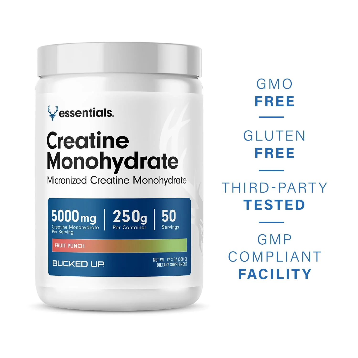Bucked Up Fruit Punch Creatine for Women and Men - Easy to Mix Vegetarian - Flavored Creatine Monohydrate Powder - Made in USA - 5G Per Serving - 50 Servings - 250 Grams Per Container - Image 6